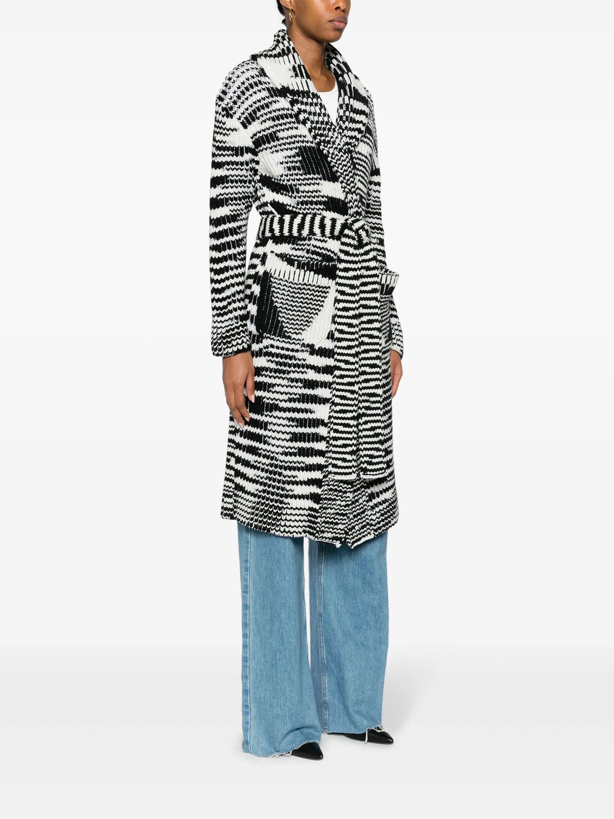 slub wool belted cardi-coat
