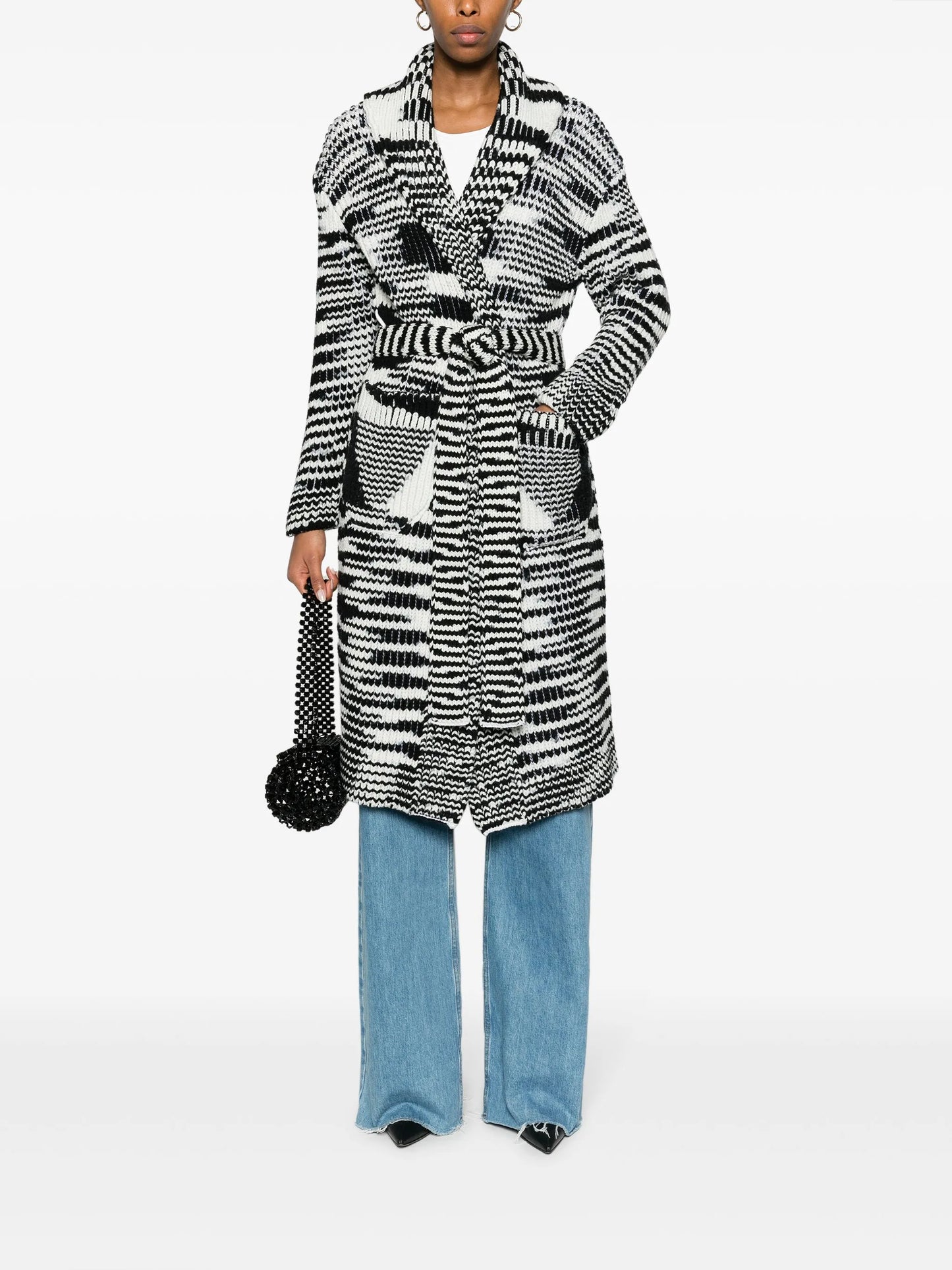 slub wool belted cardi-coat