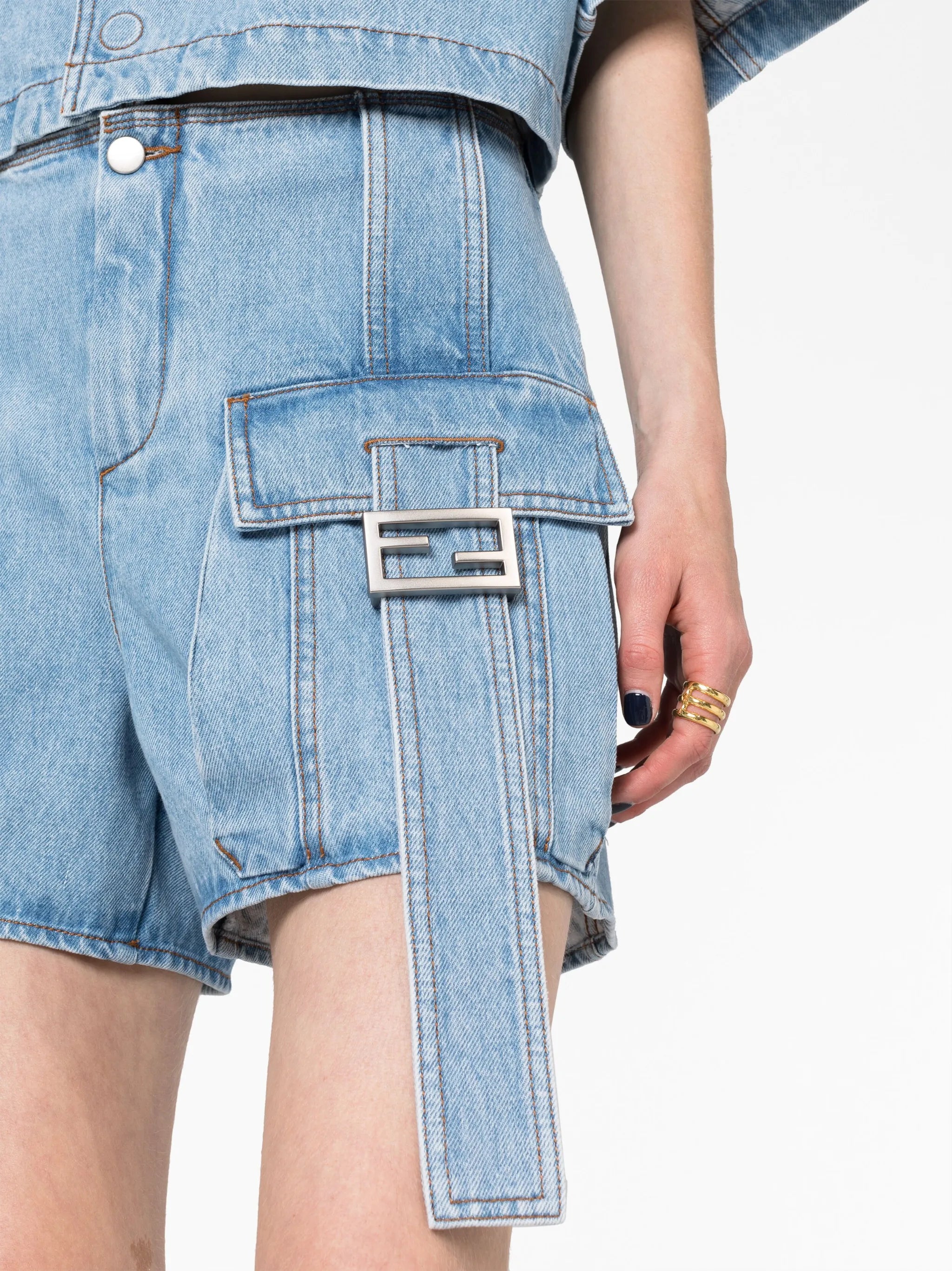 Baguette denim cargo shorts