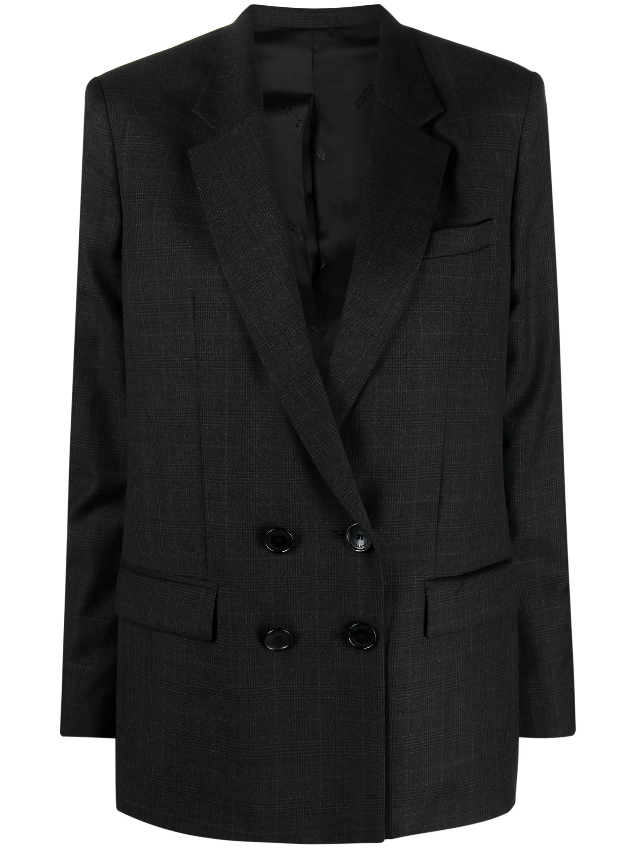 plaid double-breasted blazer