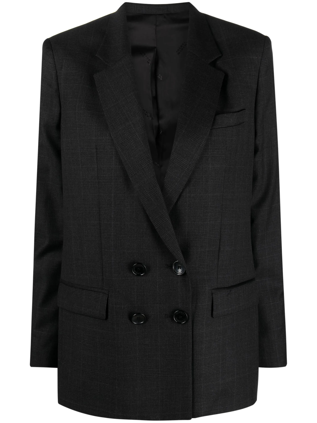 plaid double-breasted blazer