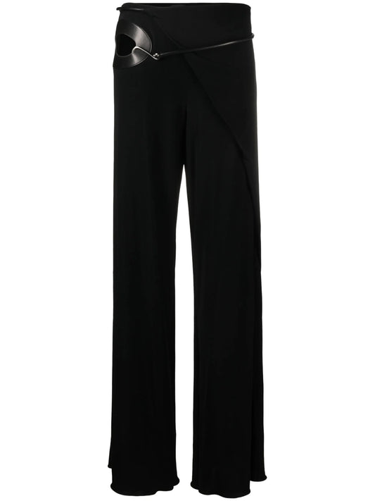 cut-out wide-leg silk trousers