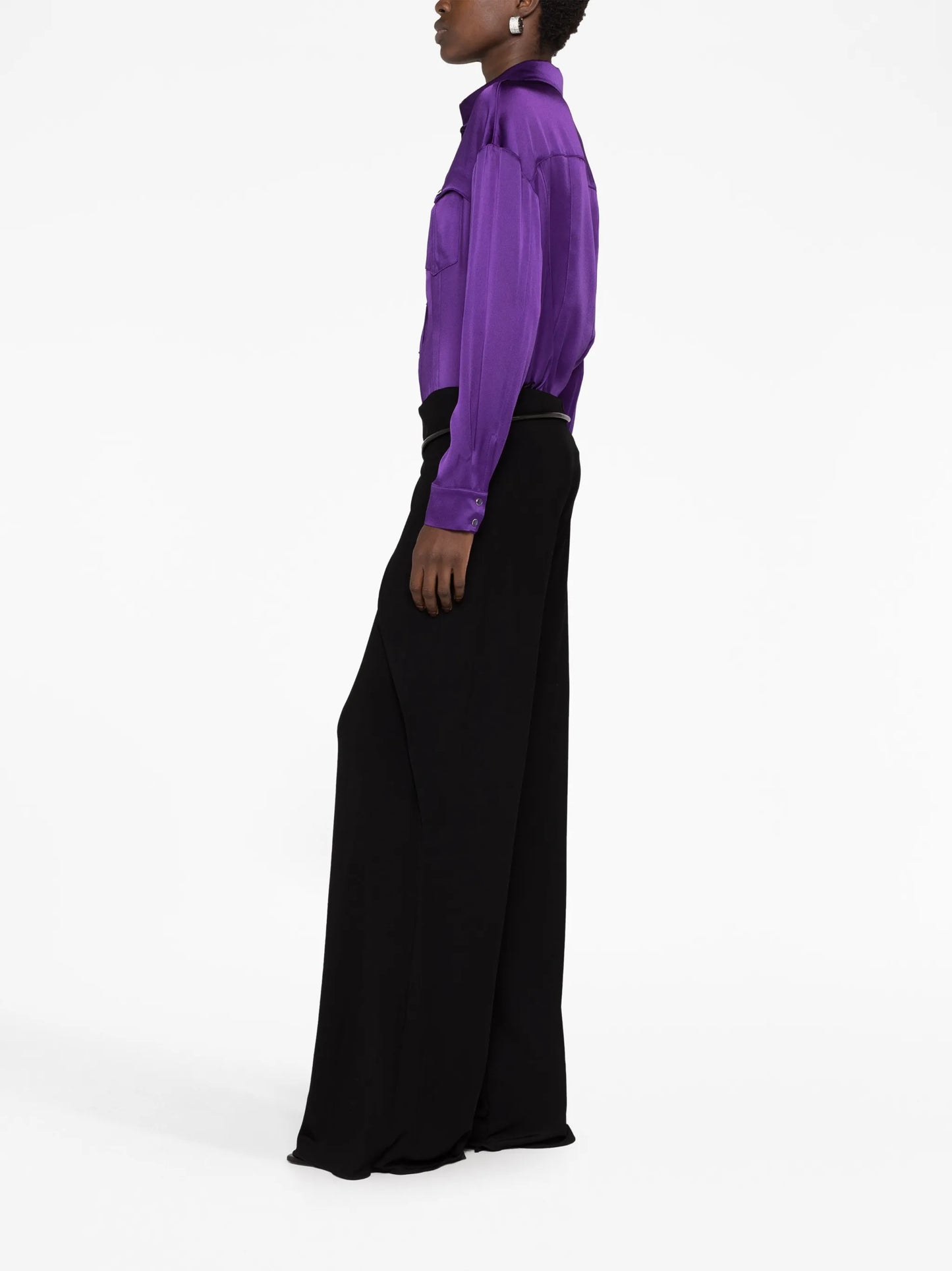 cut-out wide-leg silk trousers