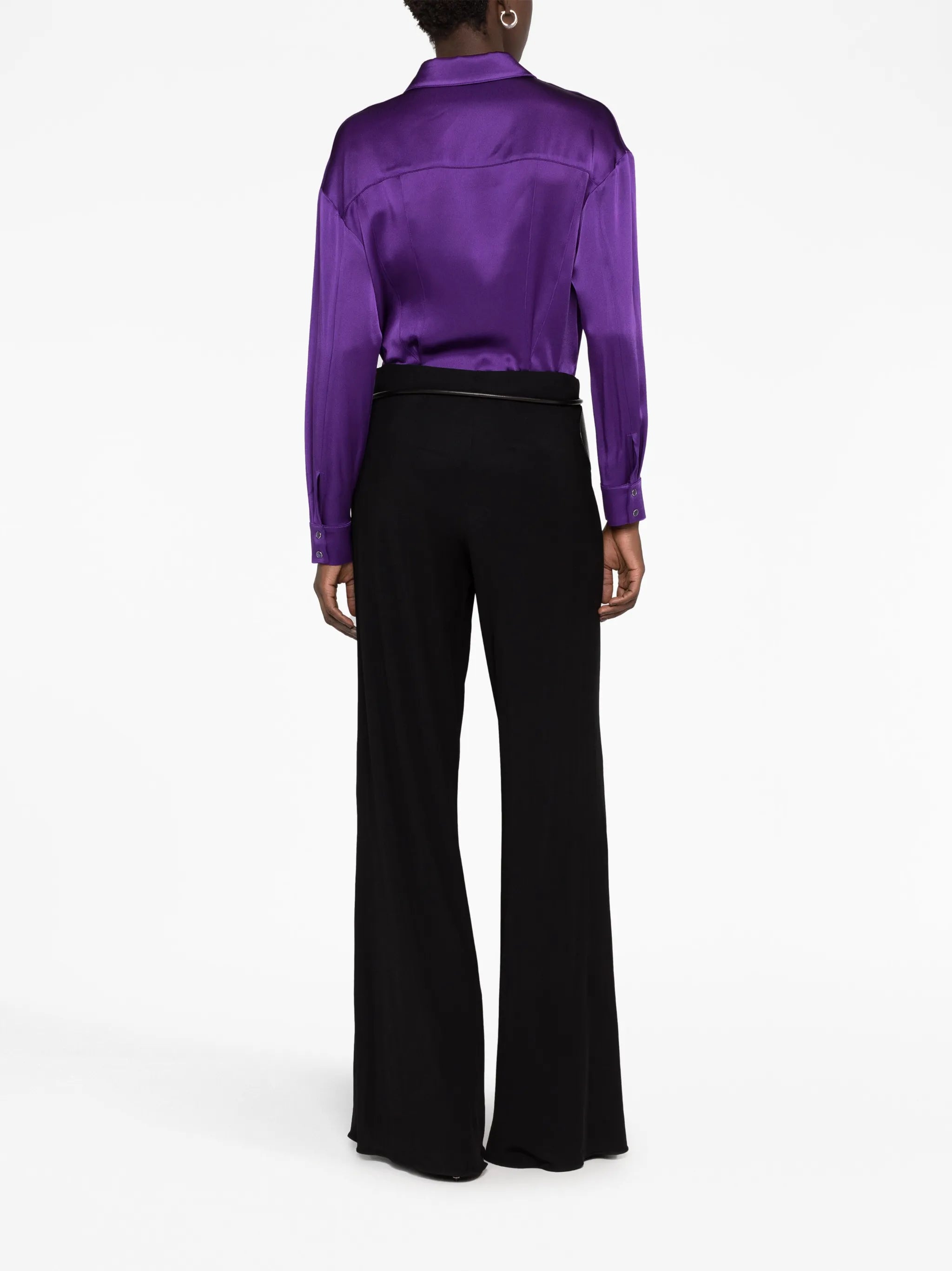 cut-out wide-leg silk trousers