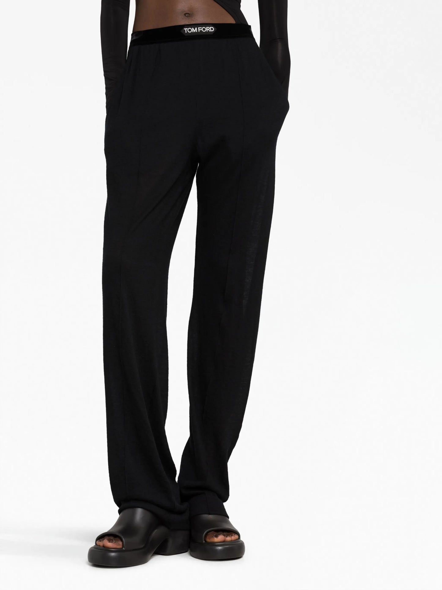 logo-waistband cashmere track pants