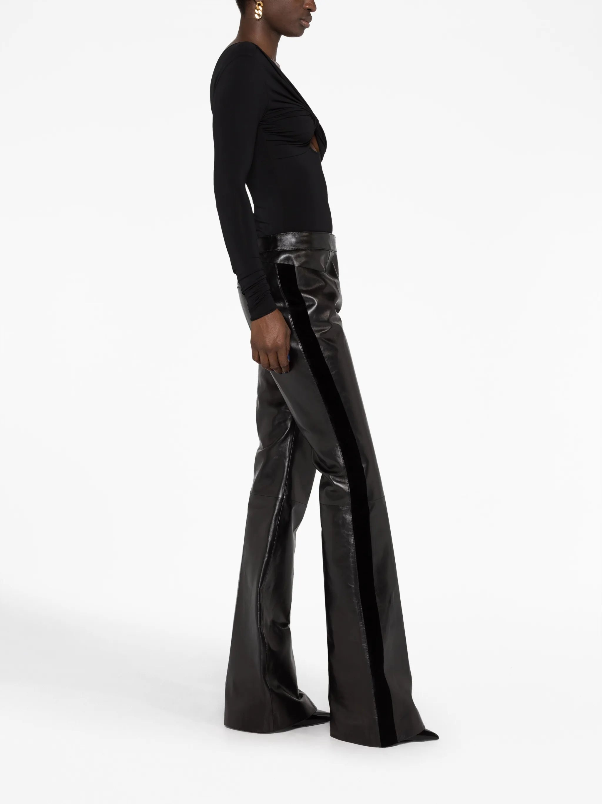 flared leather trousers