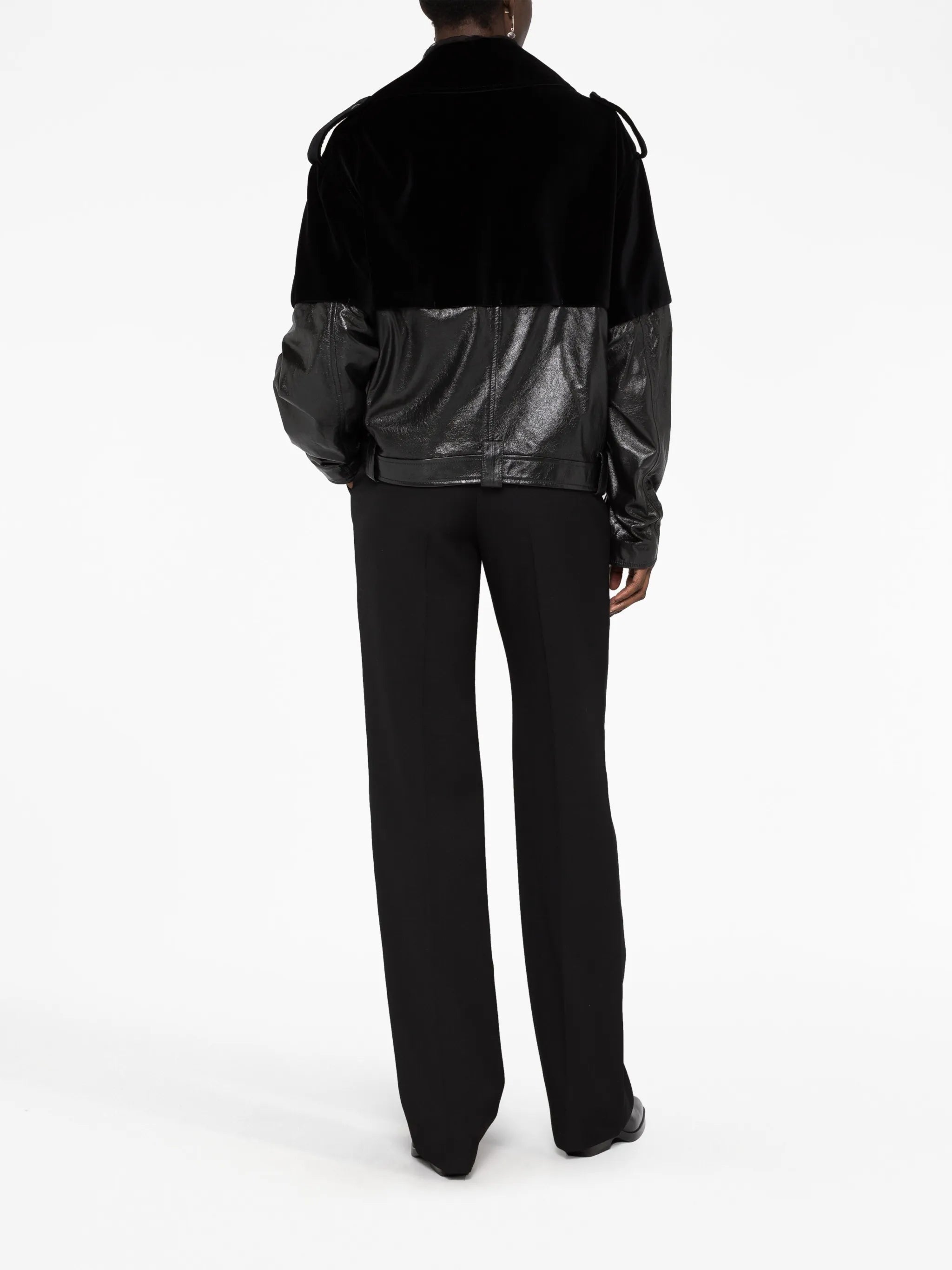 velvet-panel biker jacket