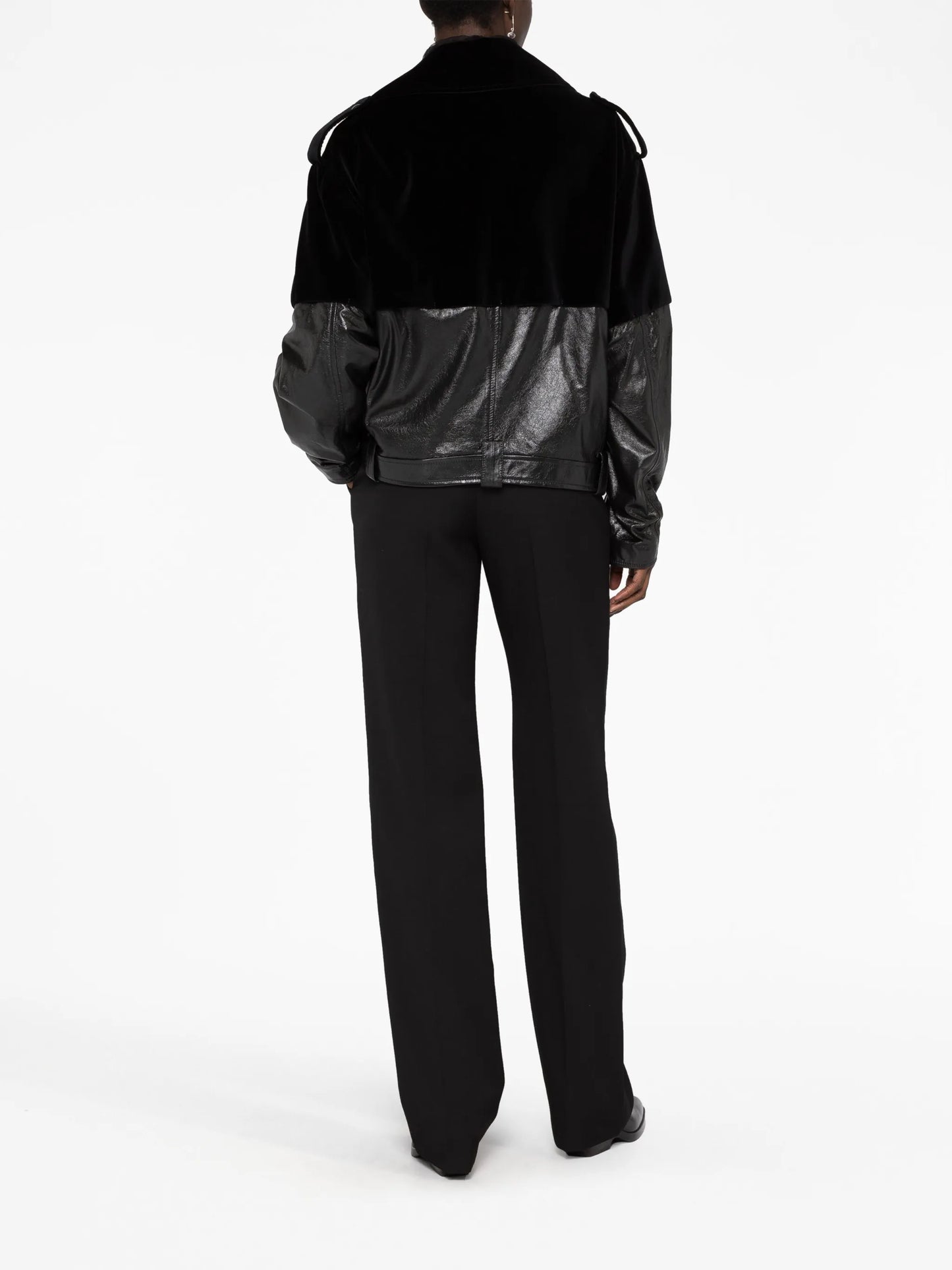 velvet-panel biker jacket