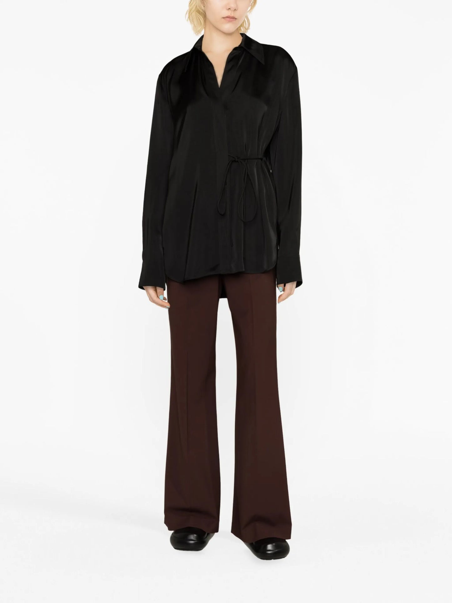 tie-fastening wrap shirt