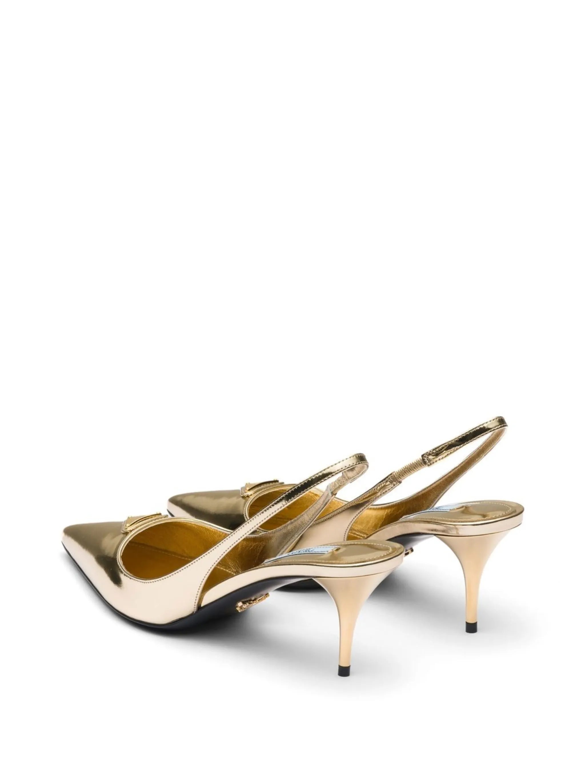 65mm metallic slingback leather pumps