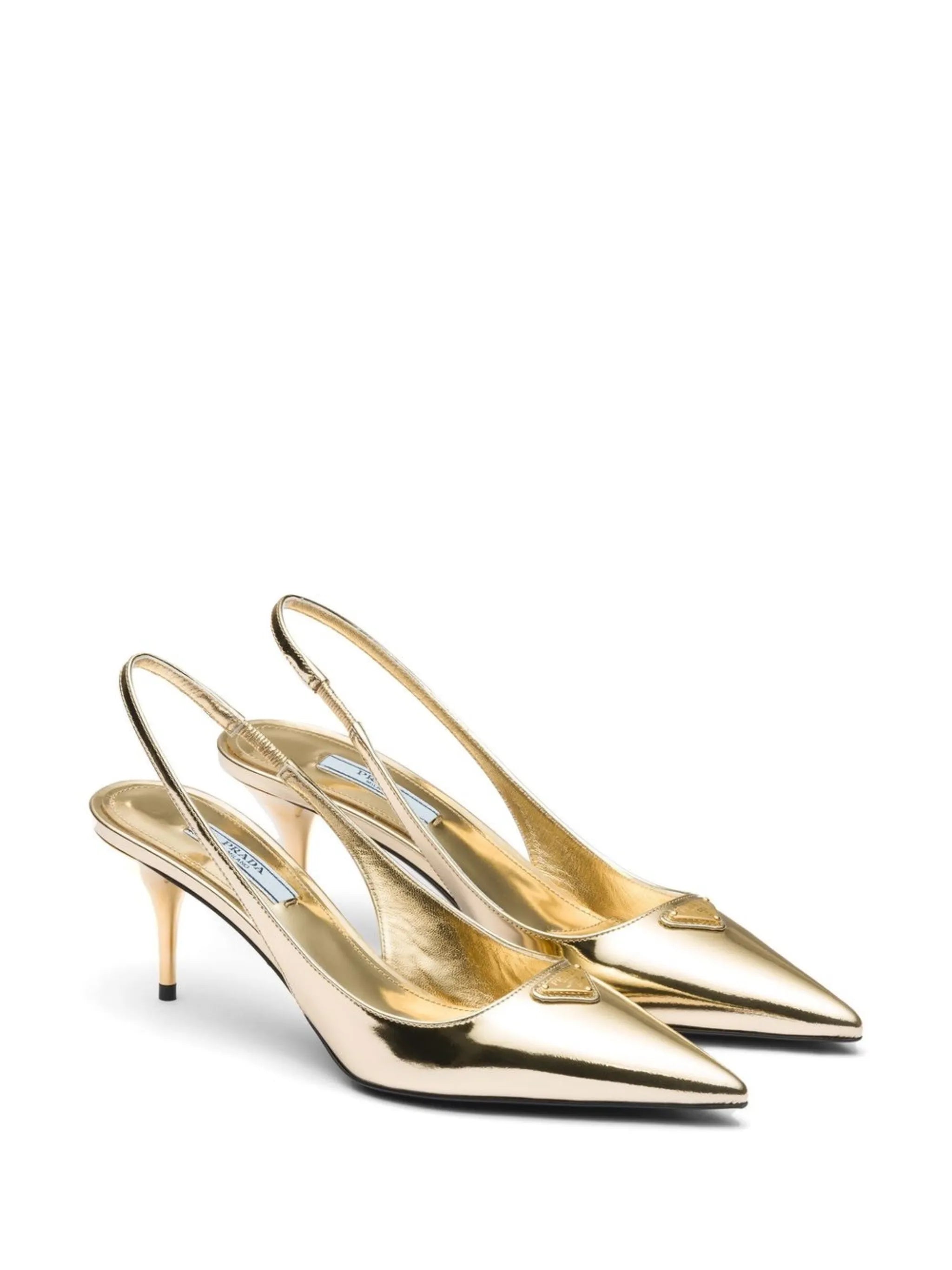 65mm metallic slingback leather pumps