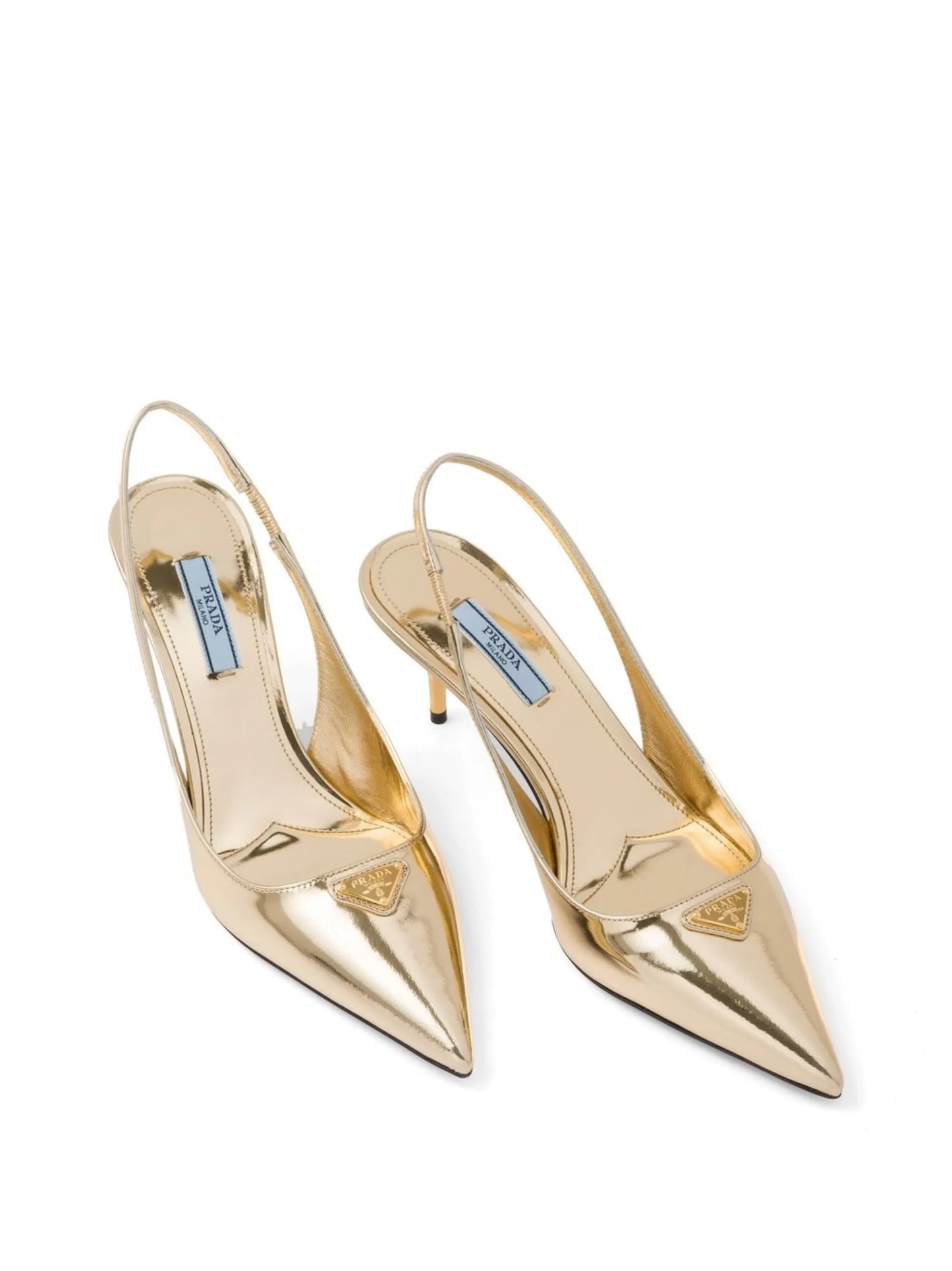 65mm metallic slingback leather pumps