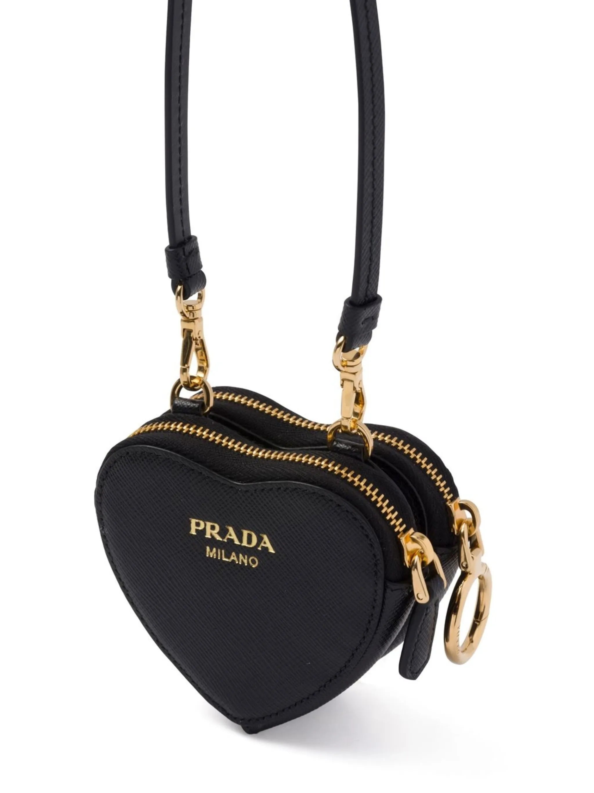 detachable Saffiano leather mini pouch
