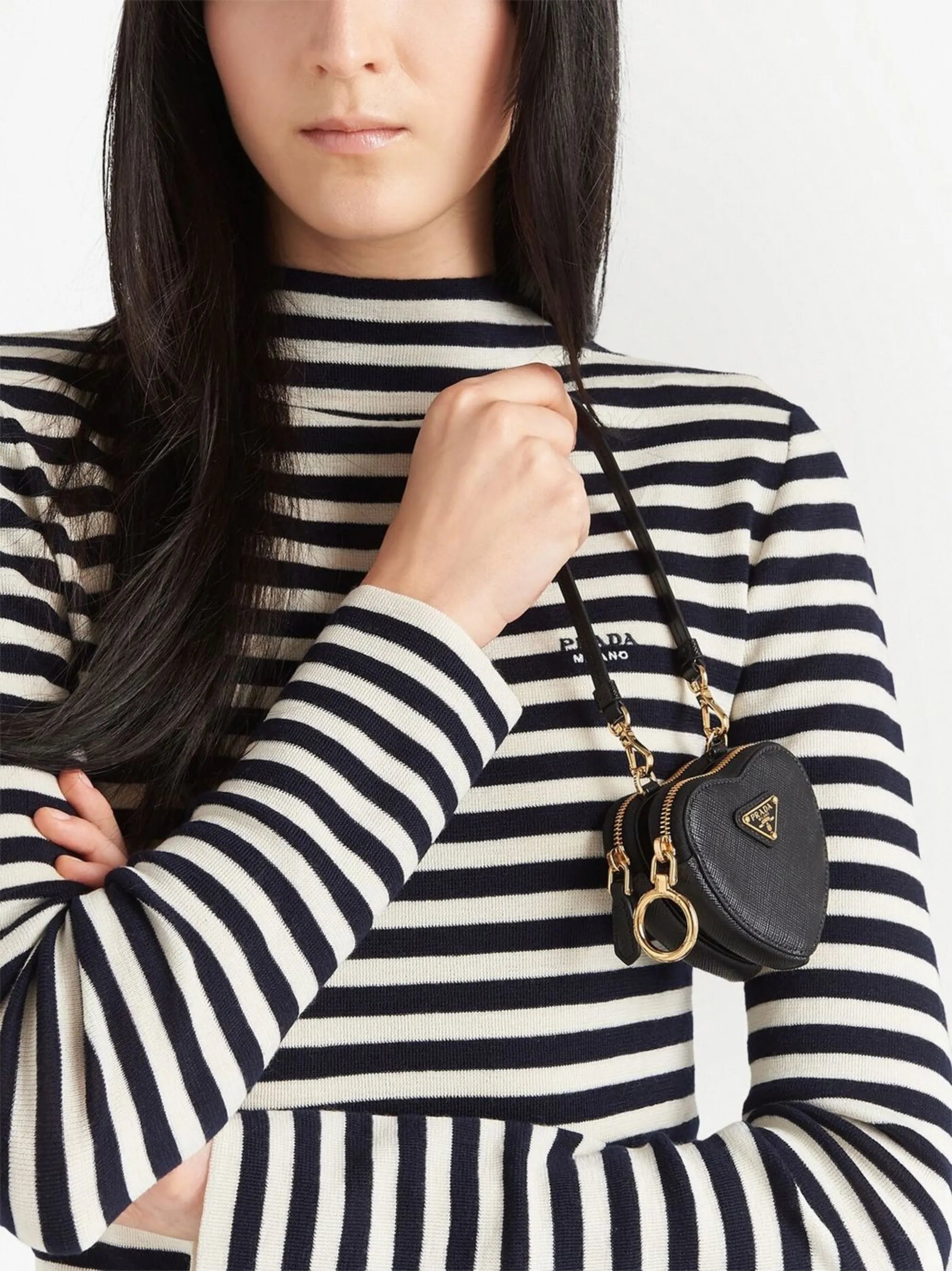 detachable Saffiano leather mini pouch