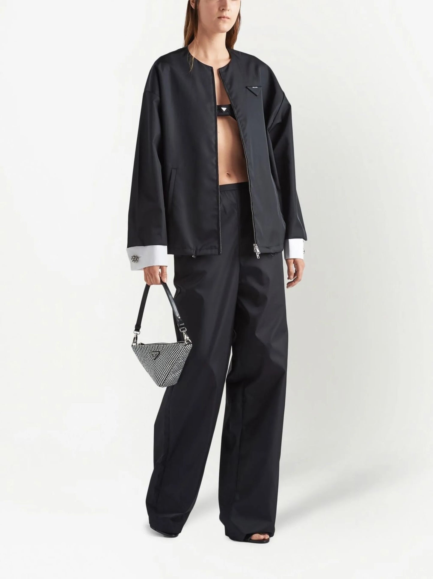 Re-Nylon wide-leg trousers