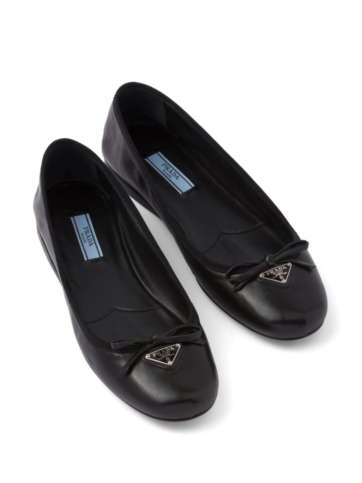 triangle-logo leather ballet flats