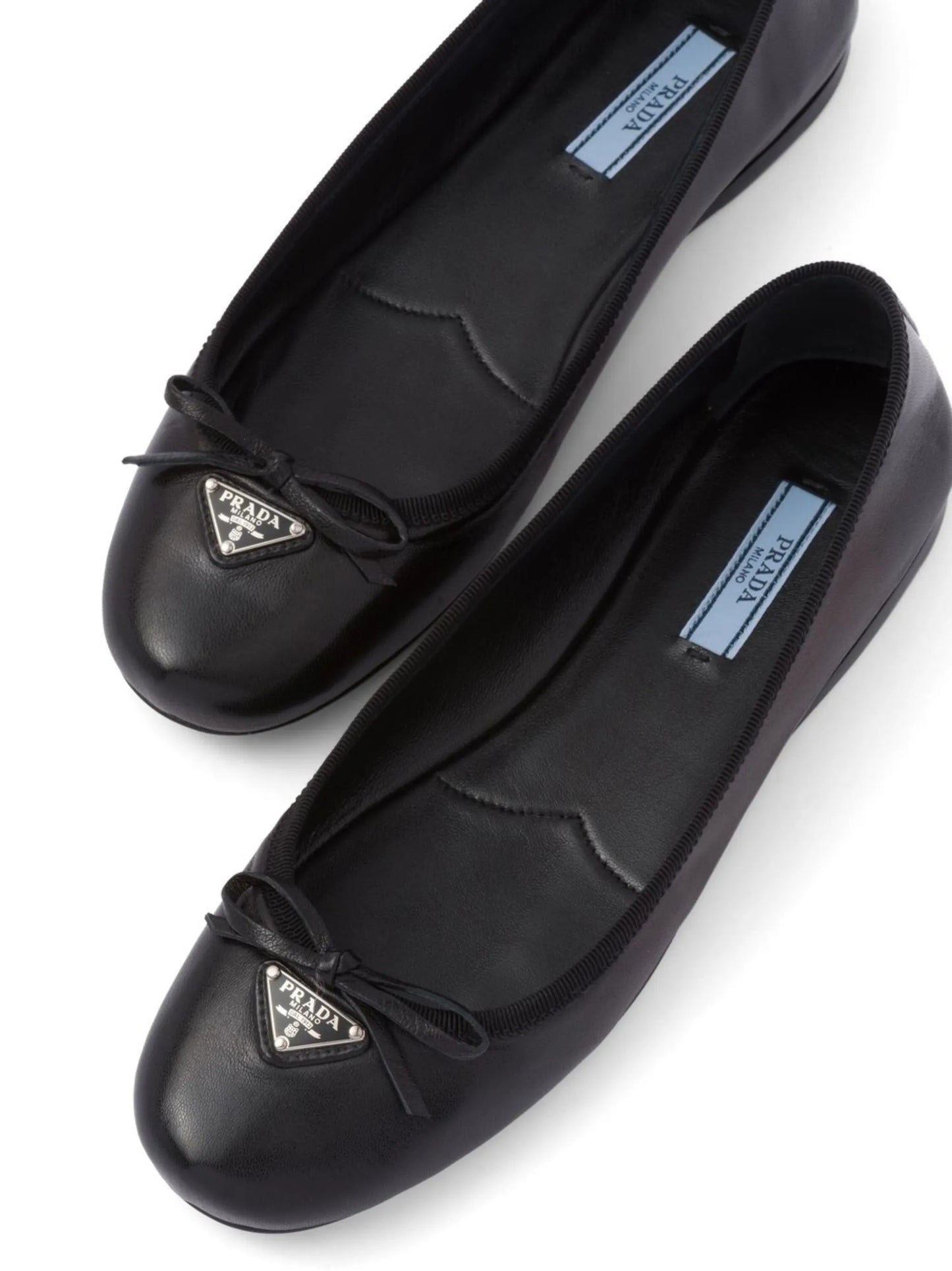 triangle-logo leather ballet flats