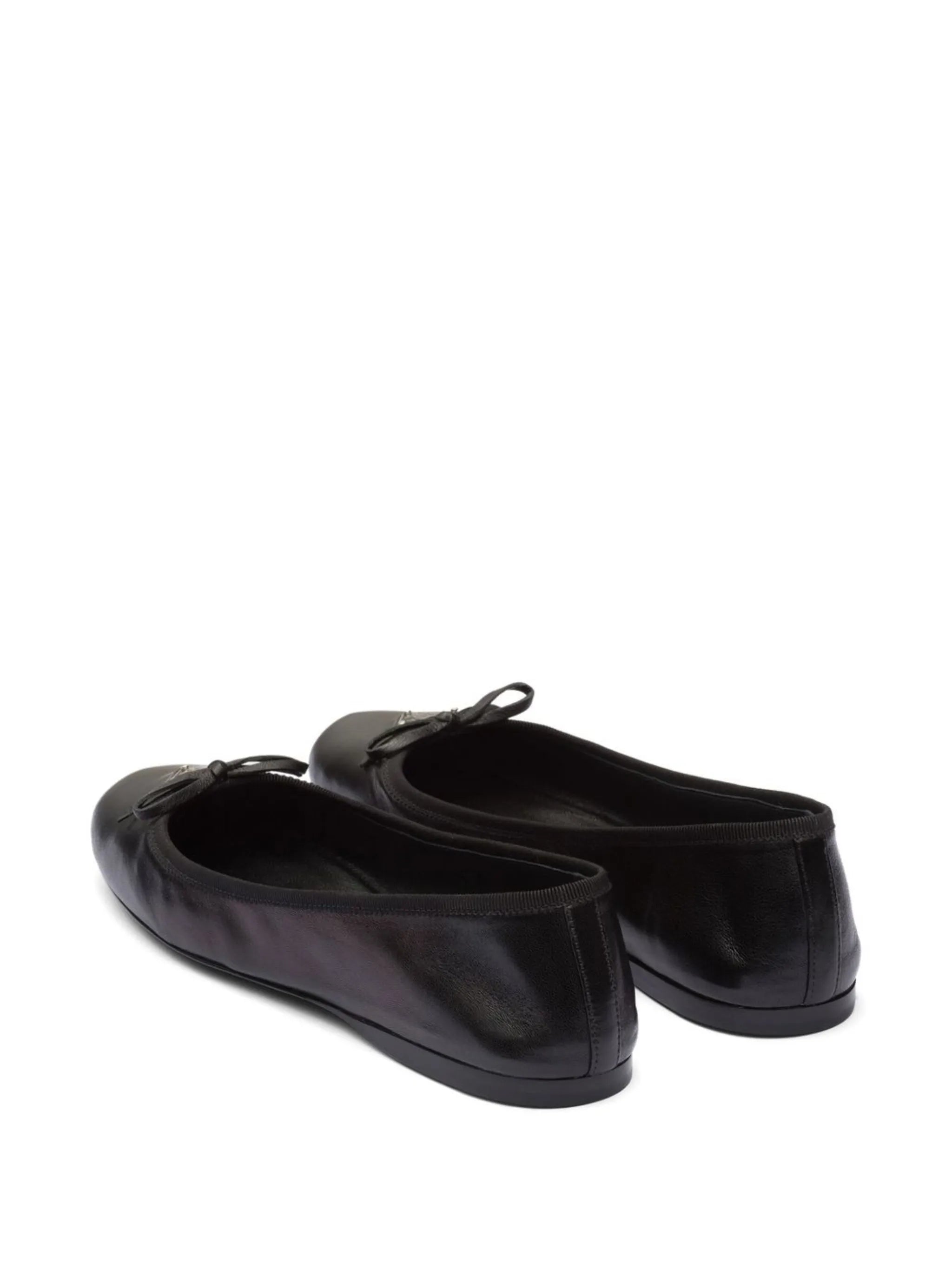 triangle-logo leather ballet flats