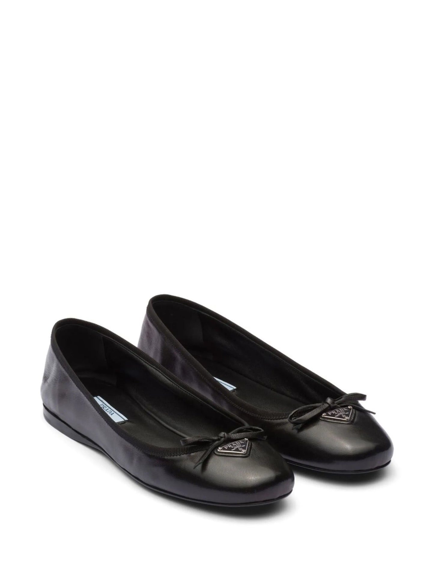 triangle-logo leather ballet flats