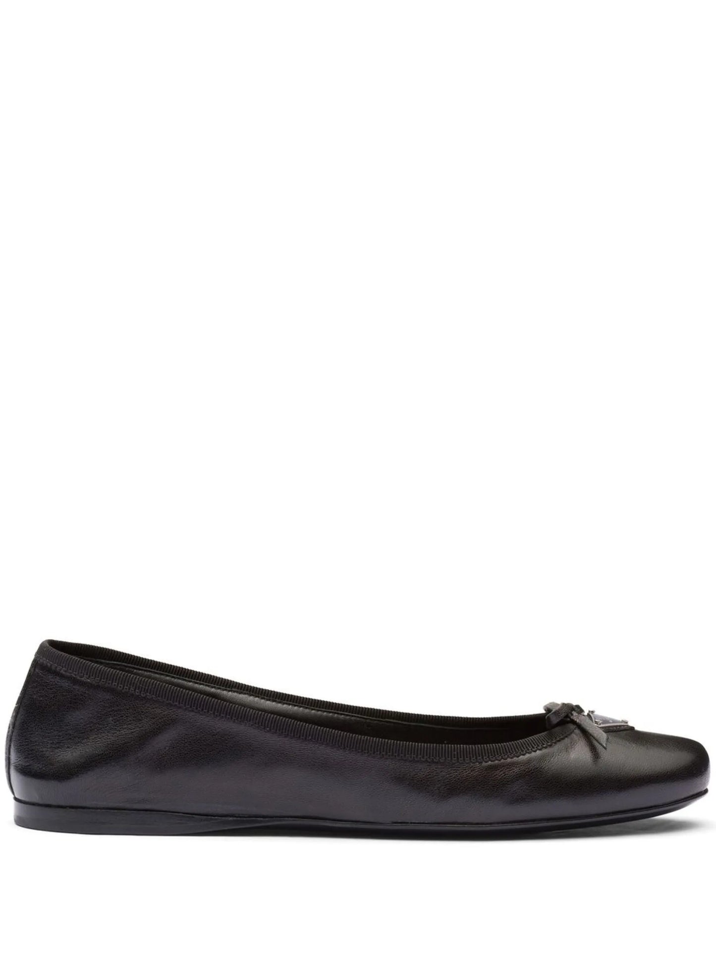 triangle-logo leather ballet flats