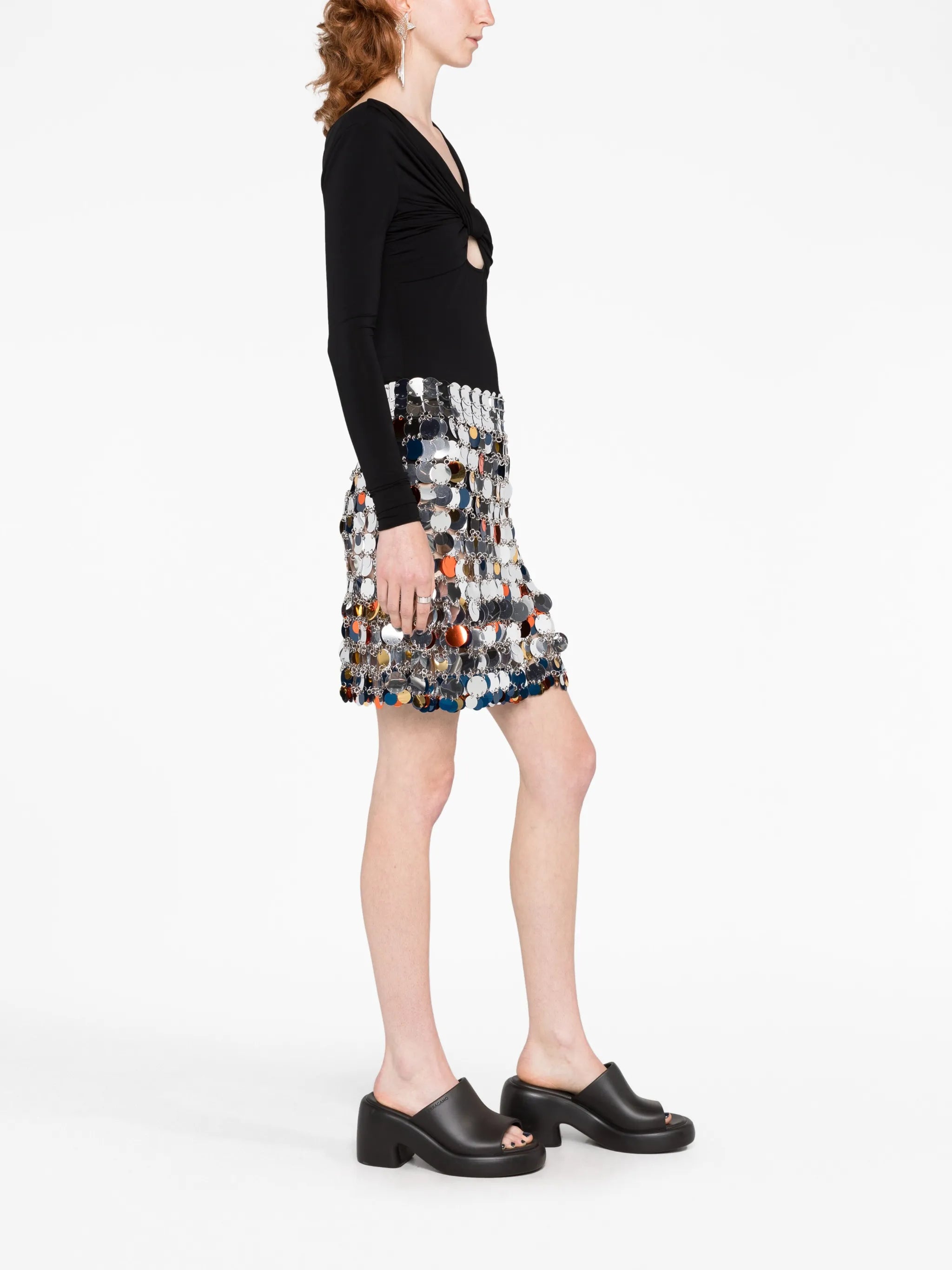 embellished chainmail miniskirt