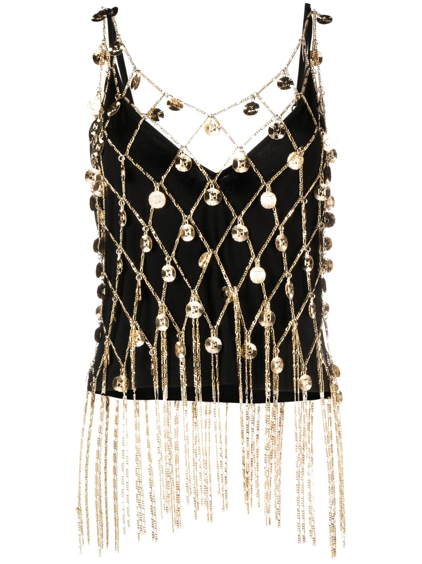 layered chain-embellished top