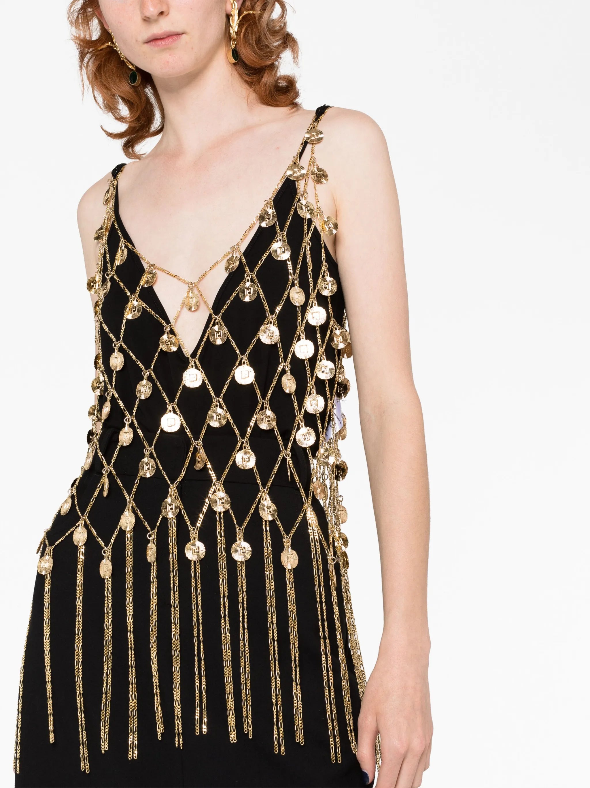 layered chain-embellished top