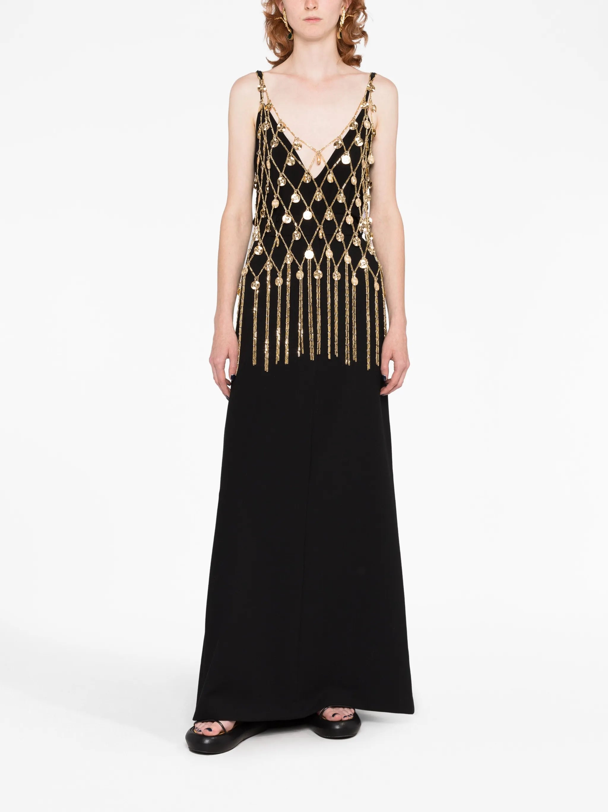 layered chain-embellished top
