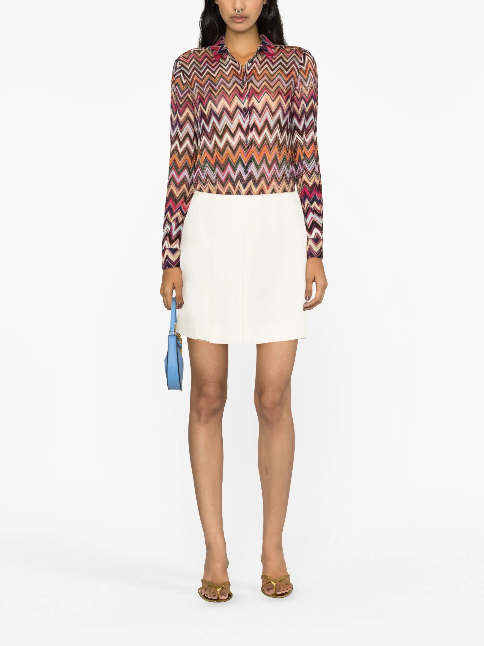 zigzag-pattern long-sleeved shirt