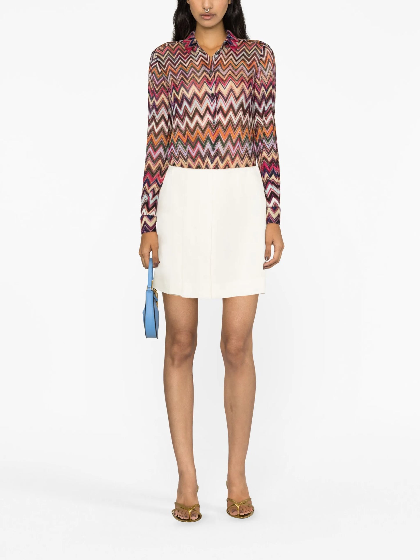 zigzag-pattern long-sleeved shirt