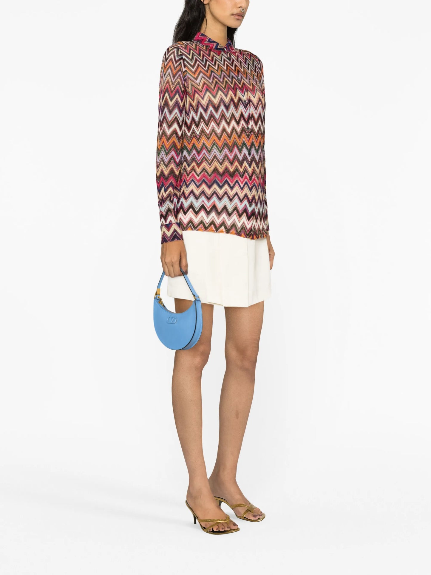 zigzag-pattern long-sleeved shirt