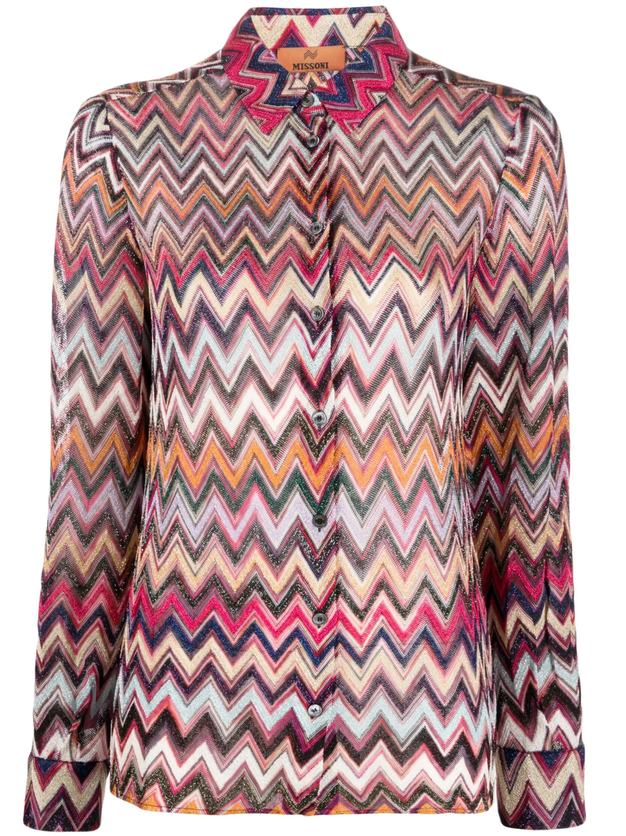 zigzag-pattern long-sleeved shirt