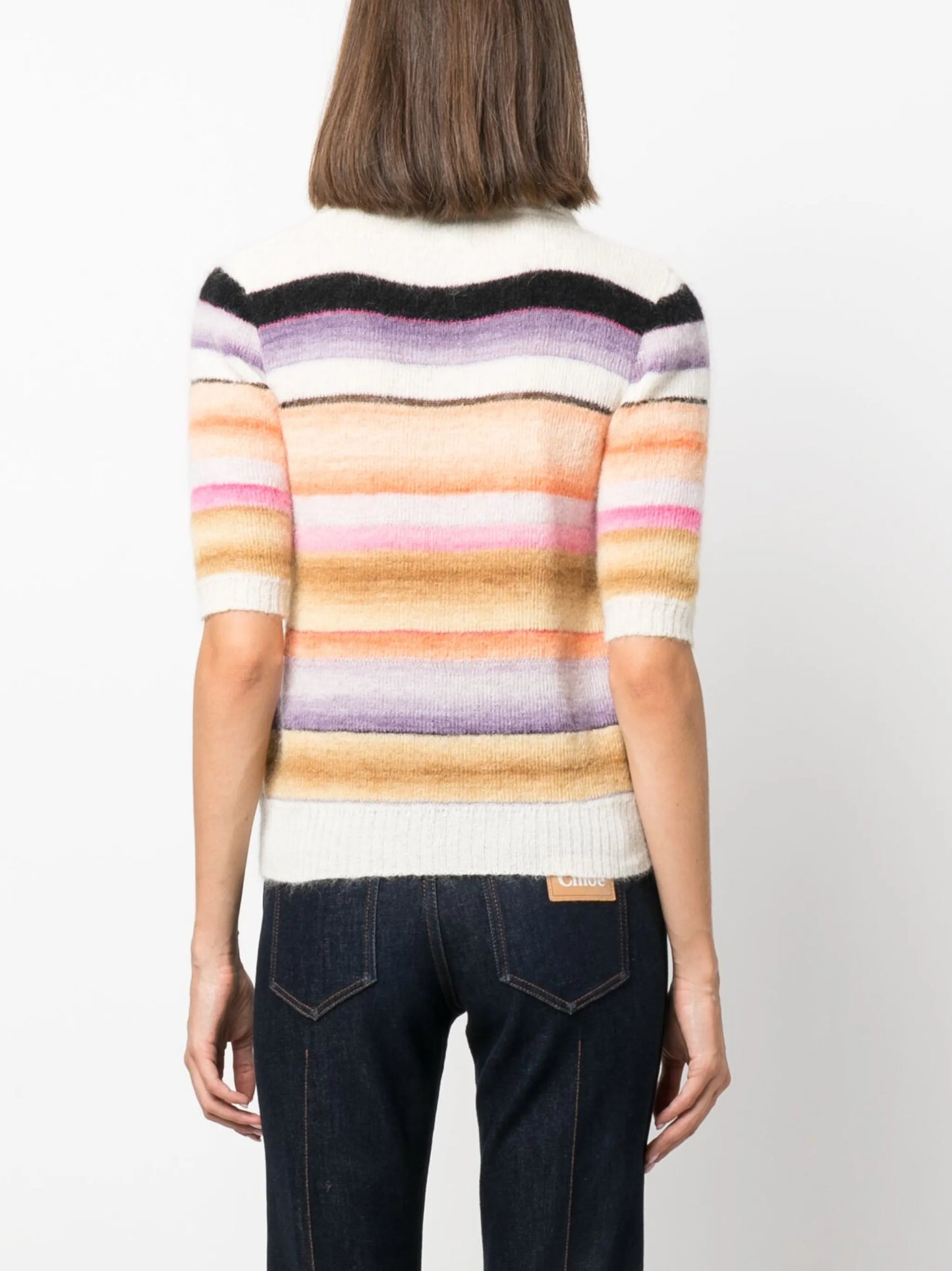 striped knitted polo top