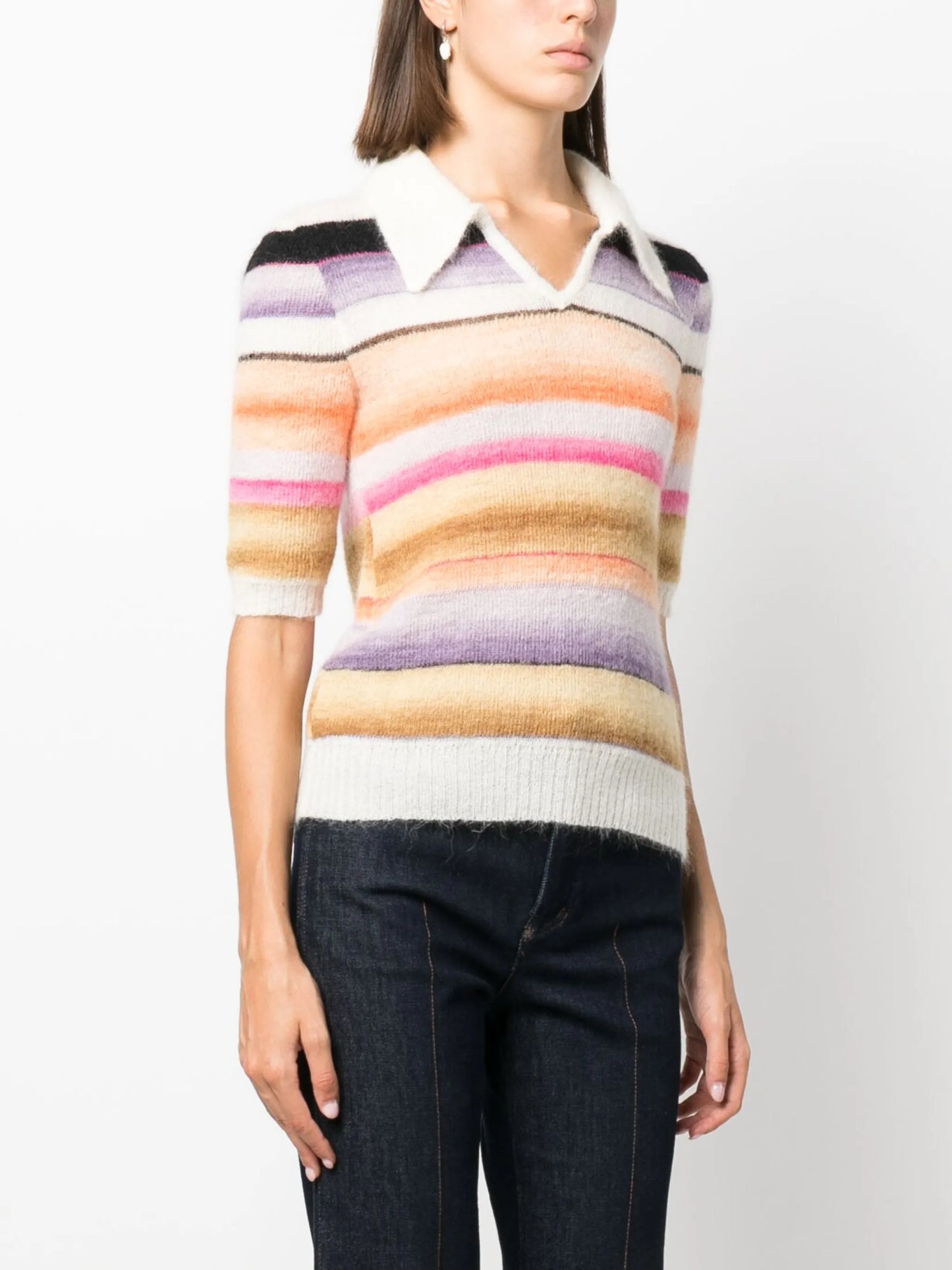 striped knitted polo top