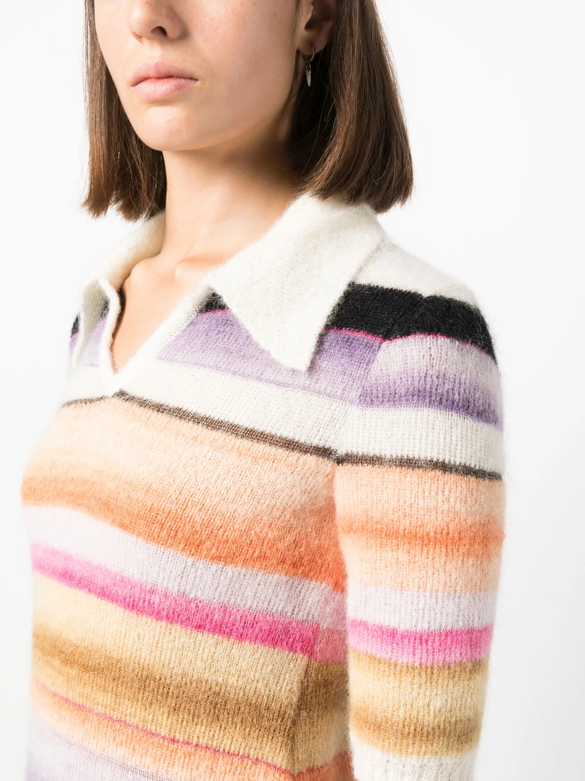 striped knitted polo top