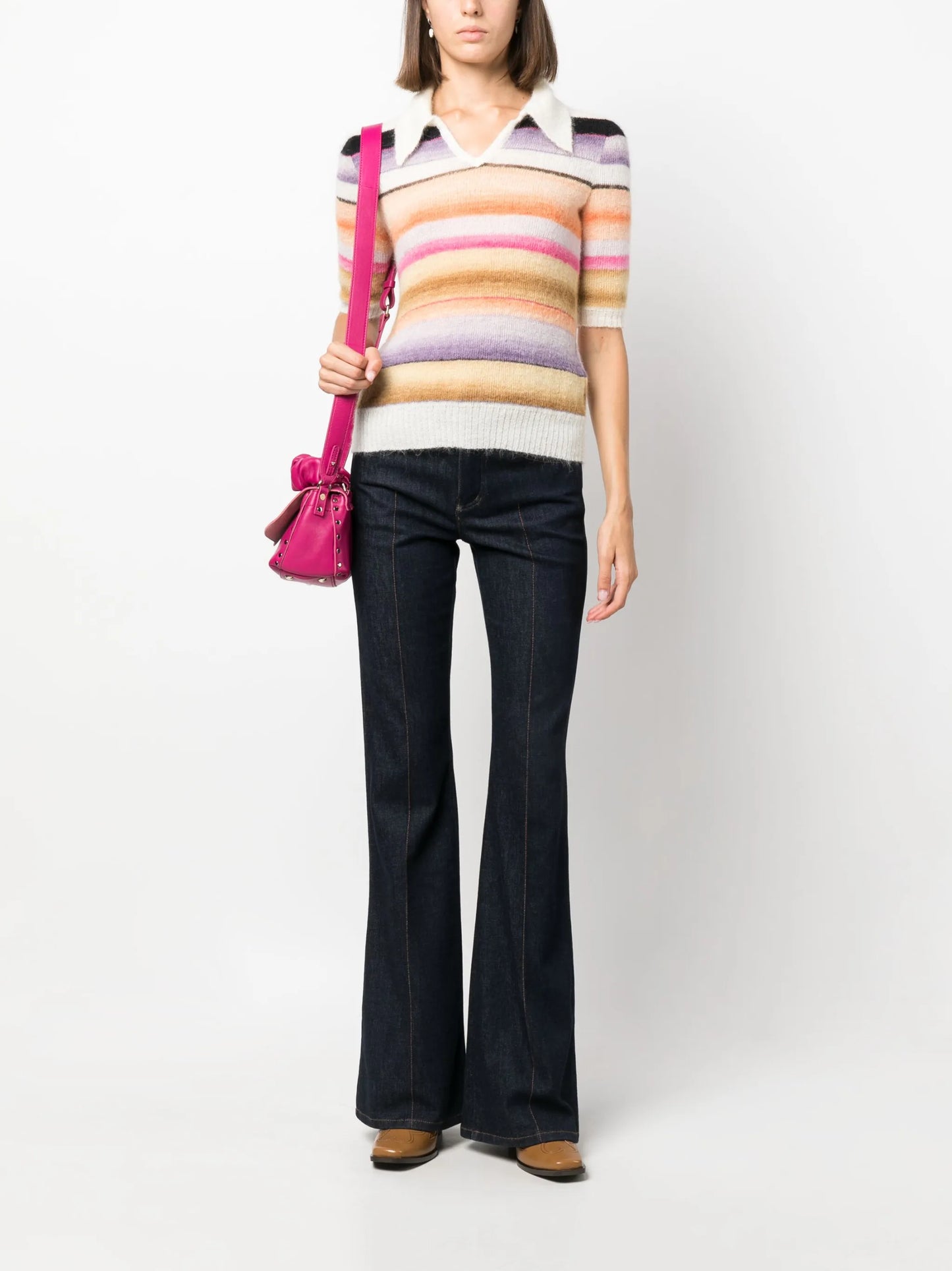 striped knitted polo top