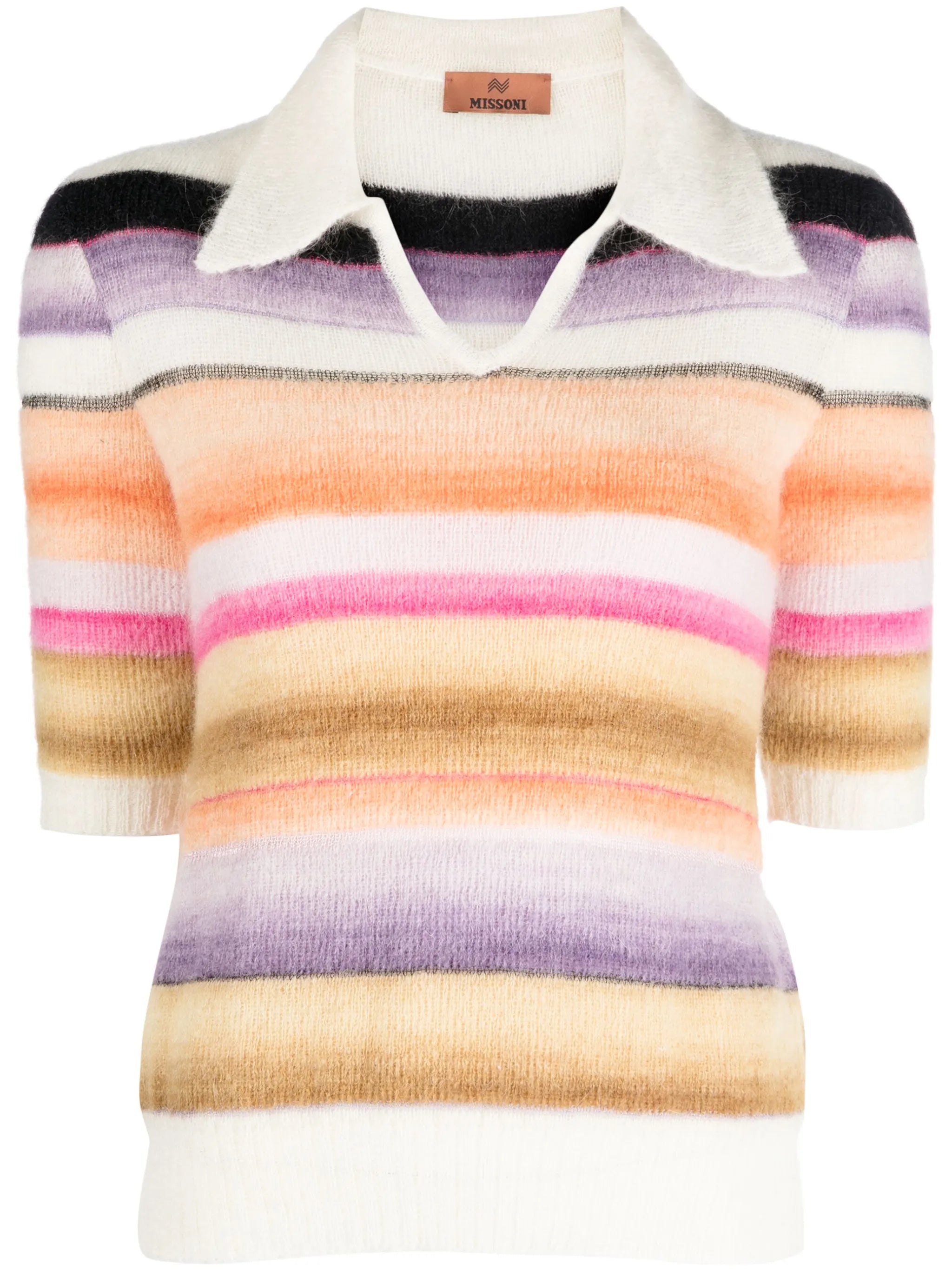 striped knitted polo top