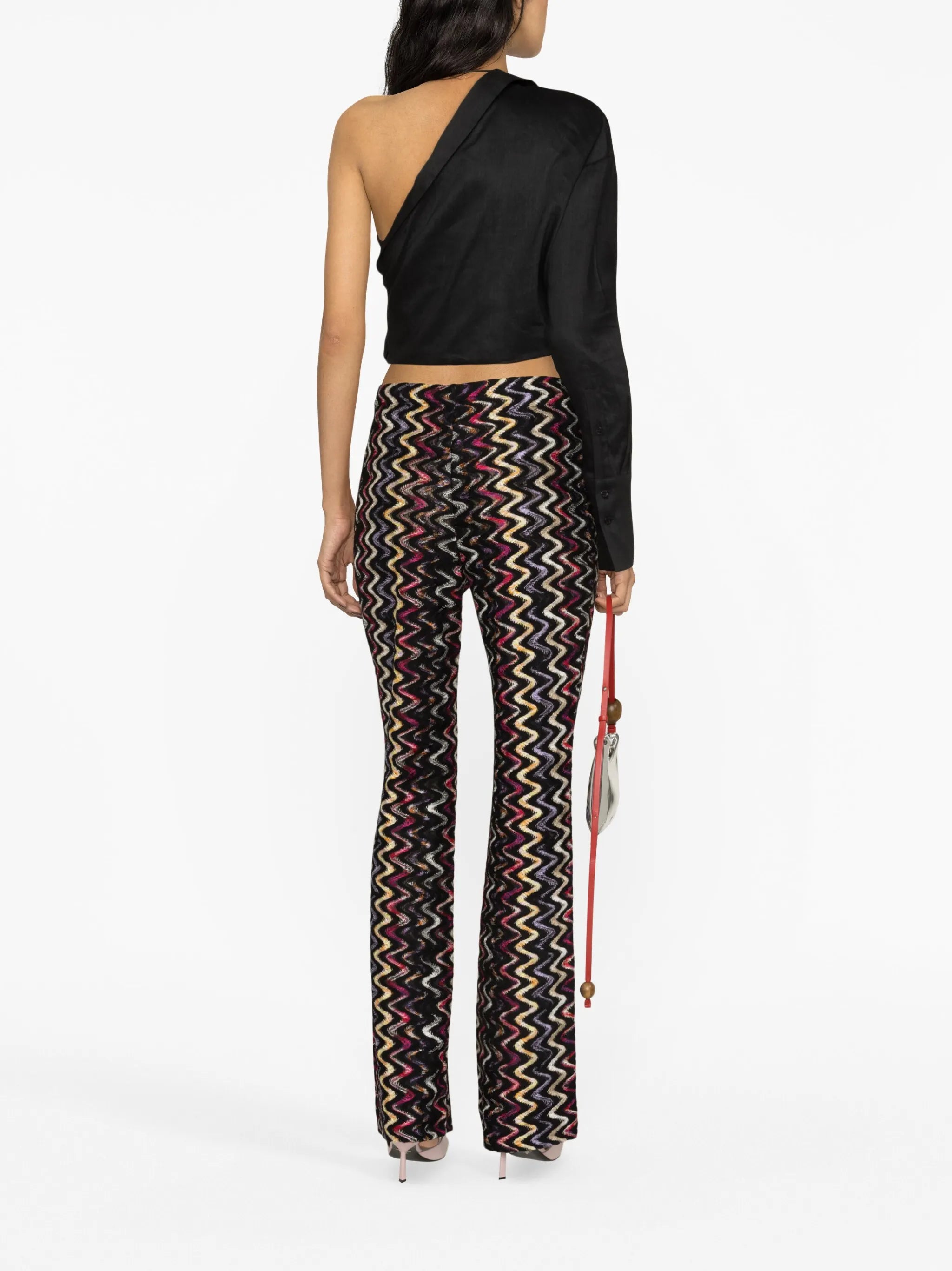 zigzag-pattern flared trousers