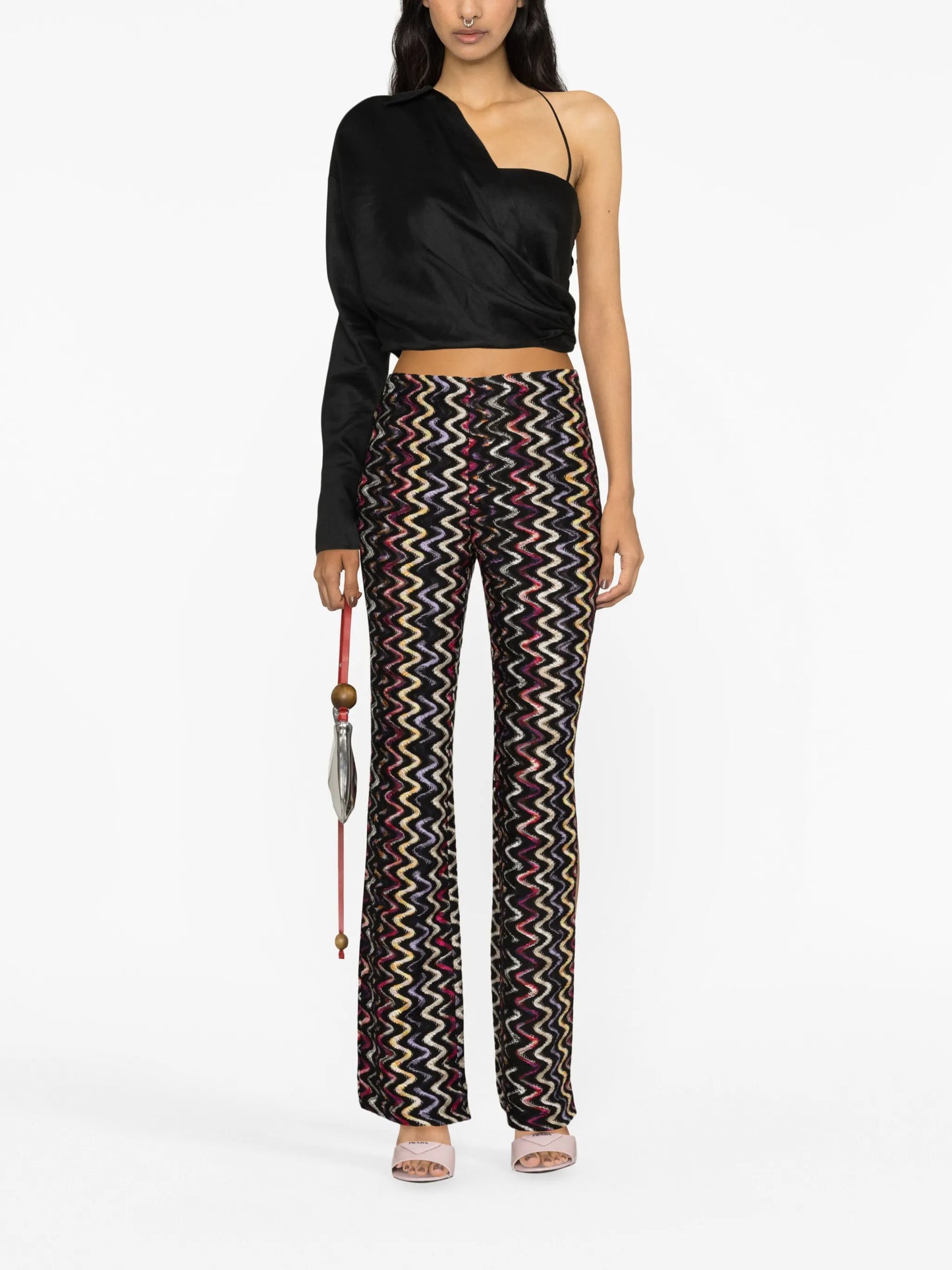 zigzag-pattern flared trousers