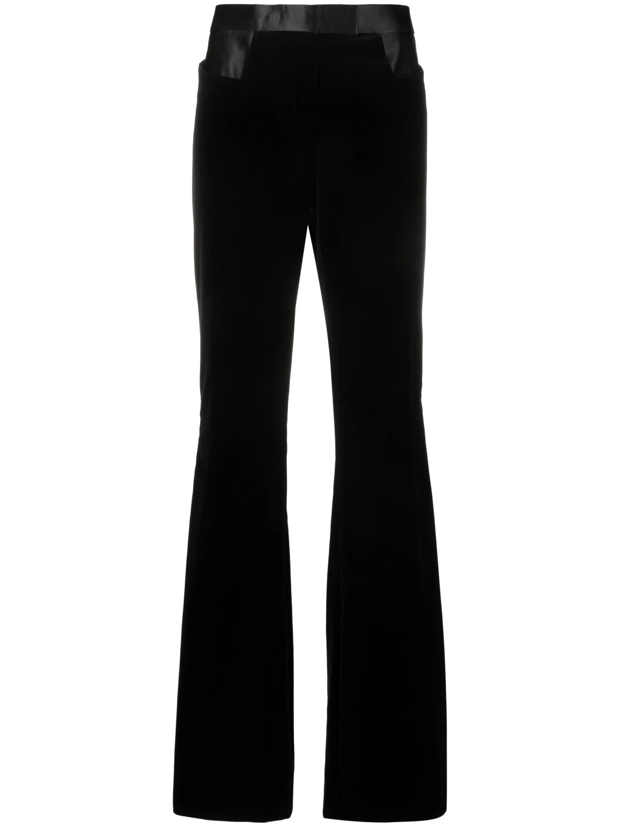 high-waisted flared trousers