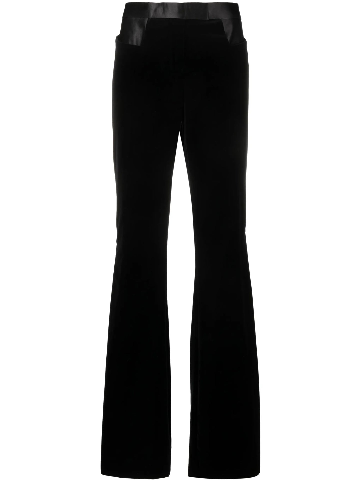 high-waisted flared trousers
