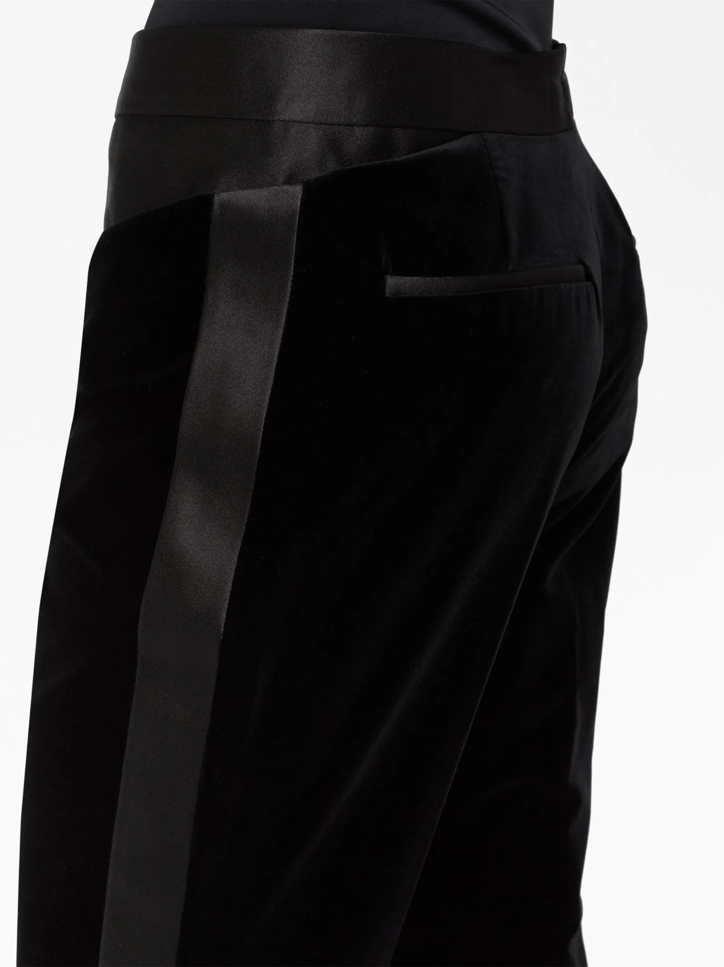 high-waisted flared trousers