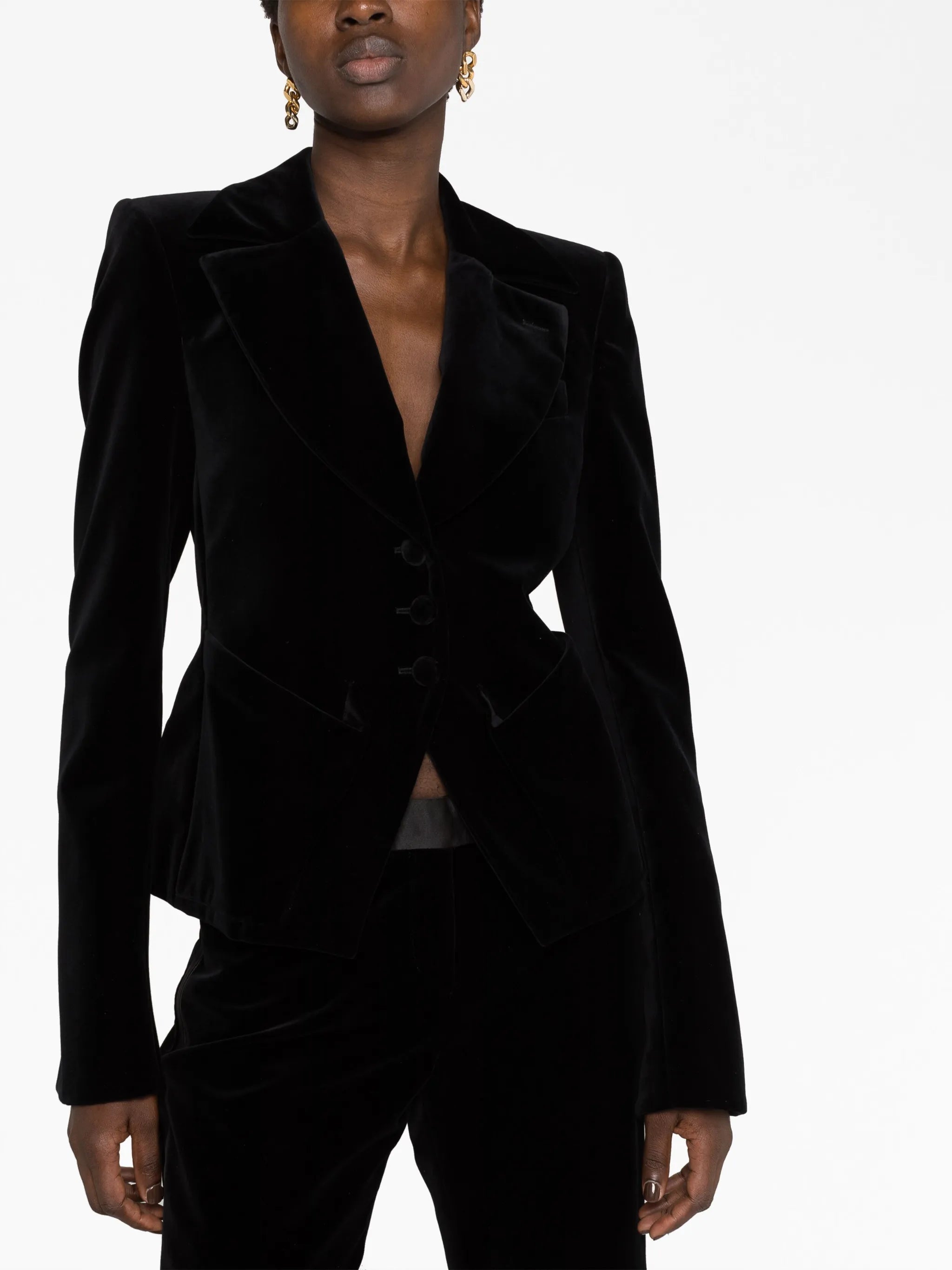 adjustable cotton-velvet blazer
