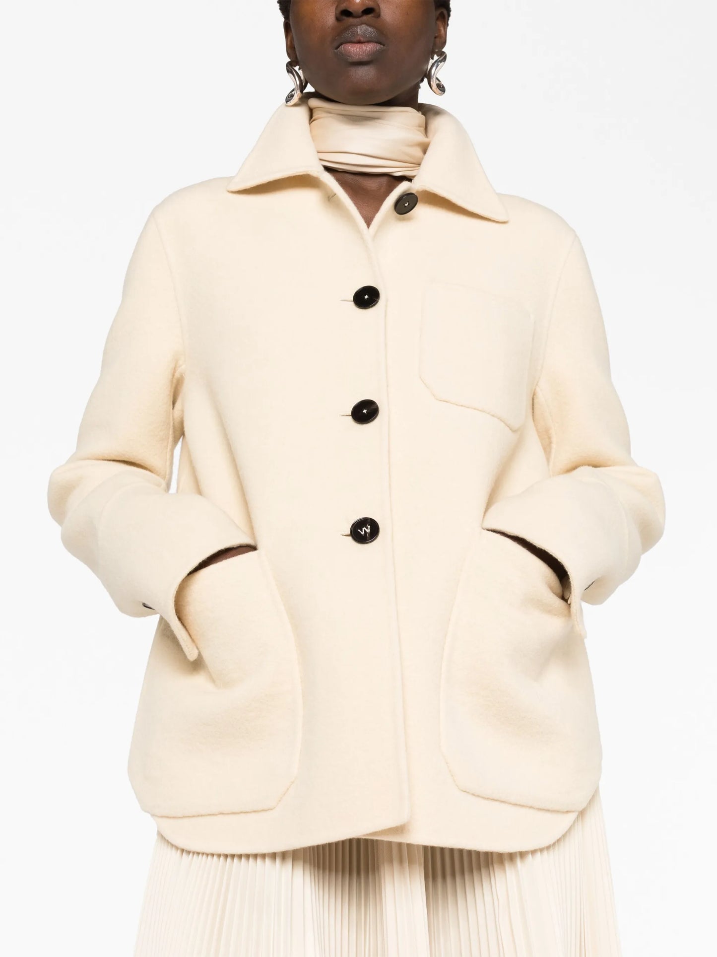 button-up wool shirt jacket