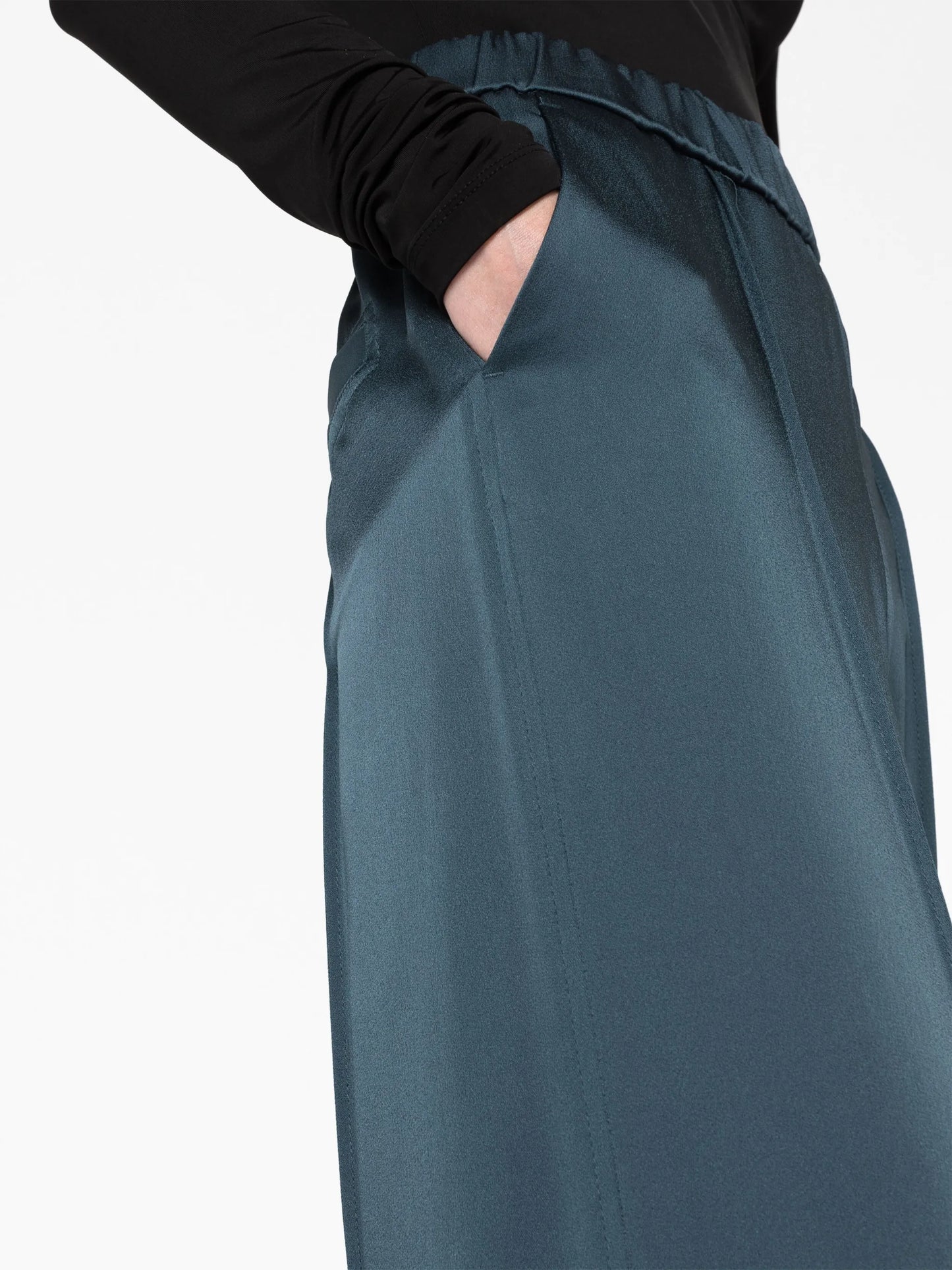 drawstring wide-leg satin trousers