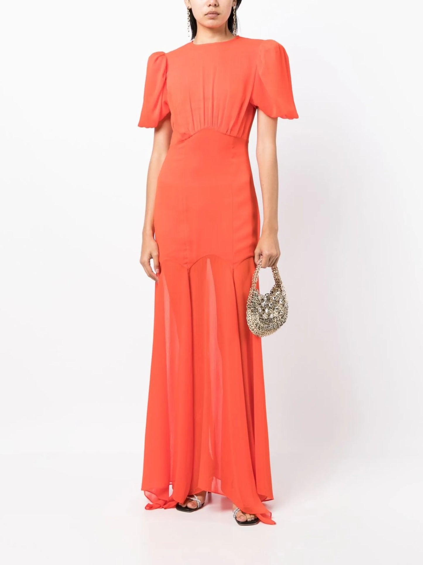 Agua puff-sleeve chiffon maxi dress