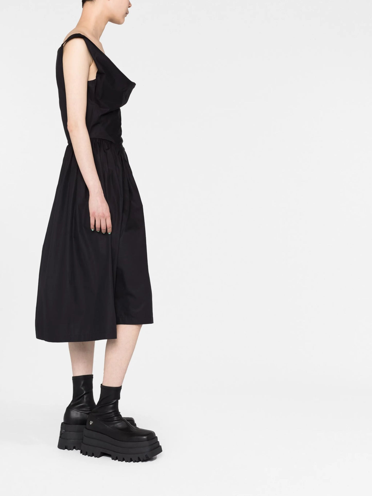 cowl-neck corset dress