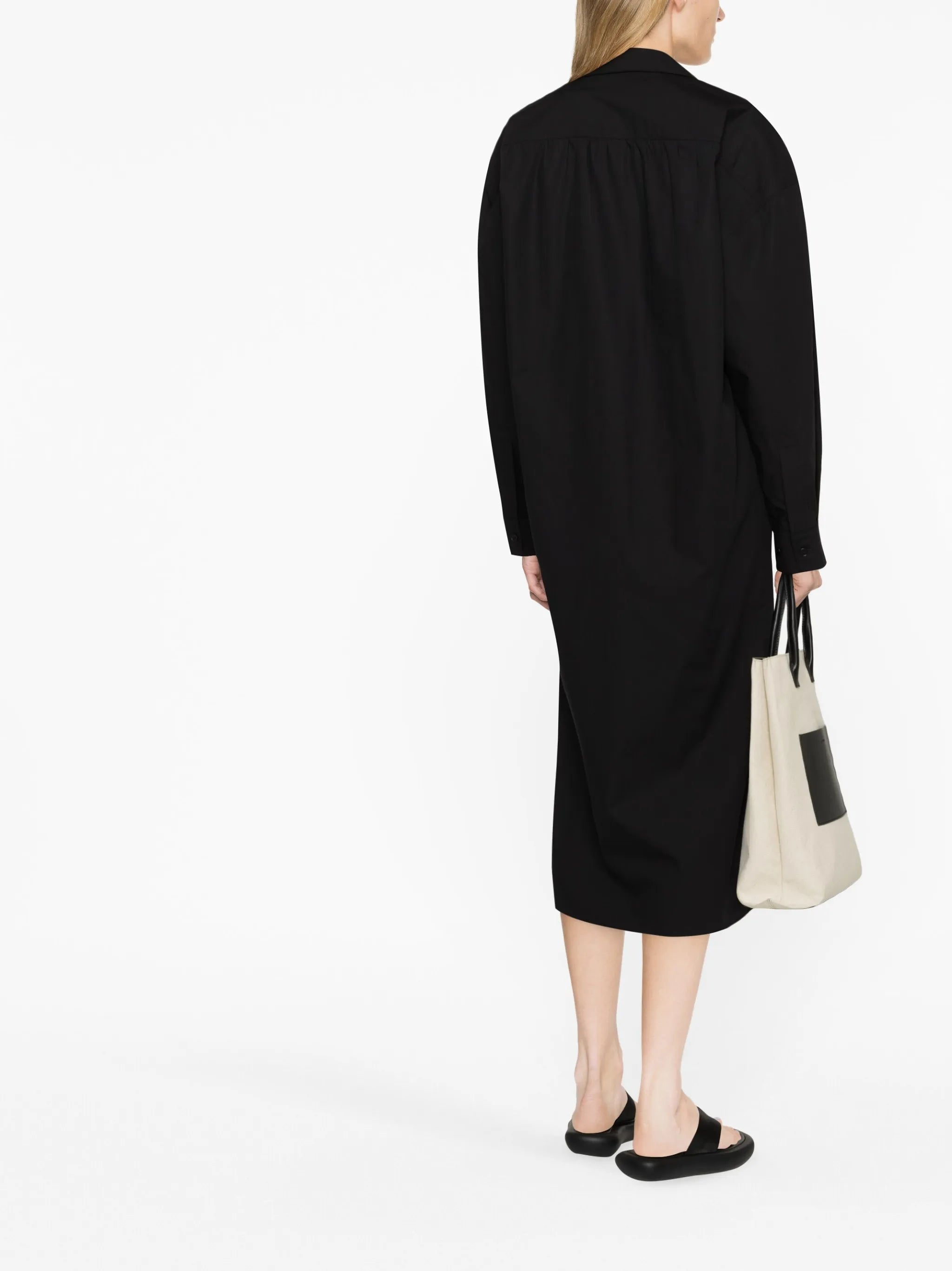 Twisted long-sleeve shirt dress