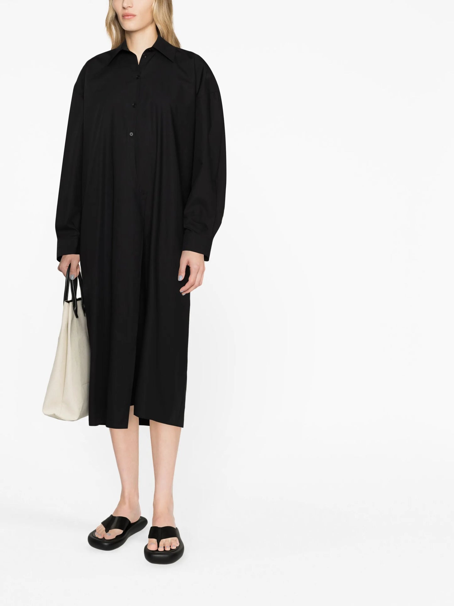 Twisted long-sleeve shirt dress