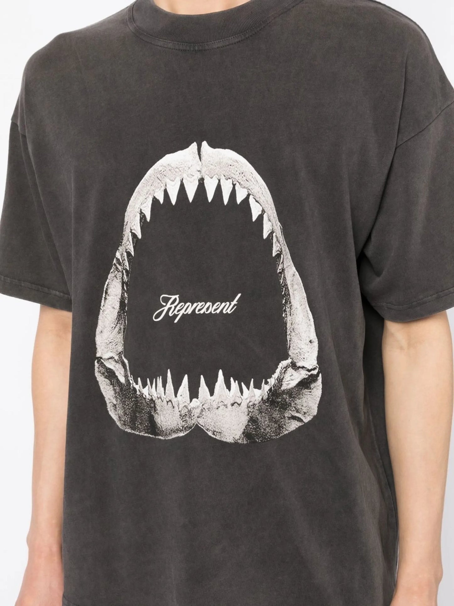 shark-print cotton T-shirt